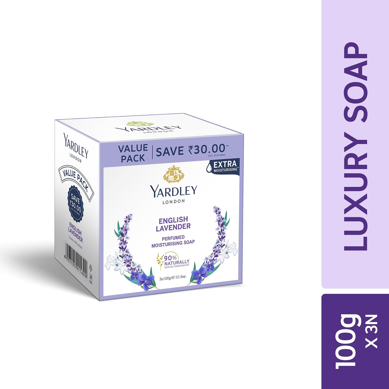 Yardley English Lavender Luxury Soap – 3 x 100 g 10.58 Ounce (Pack of 1)