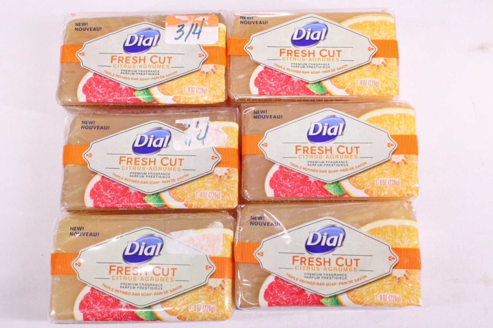 Lot Of 6 Dial Fresh Cut Citrus Triple Refined Bar Soap 8 oz. Discontinued