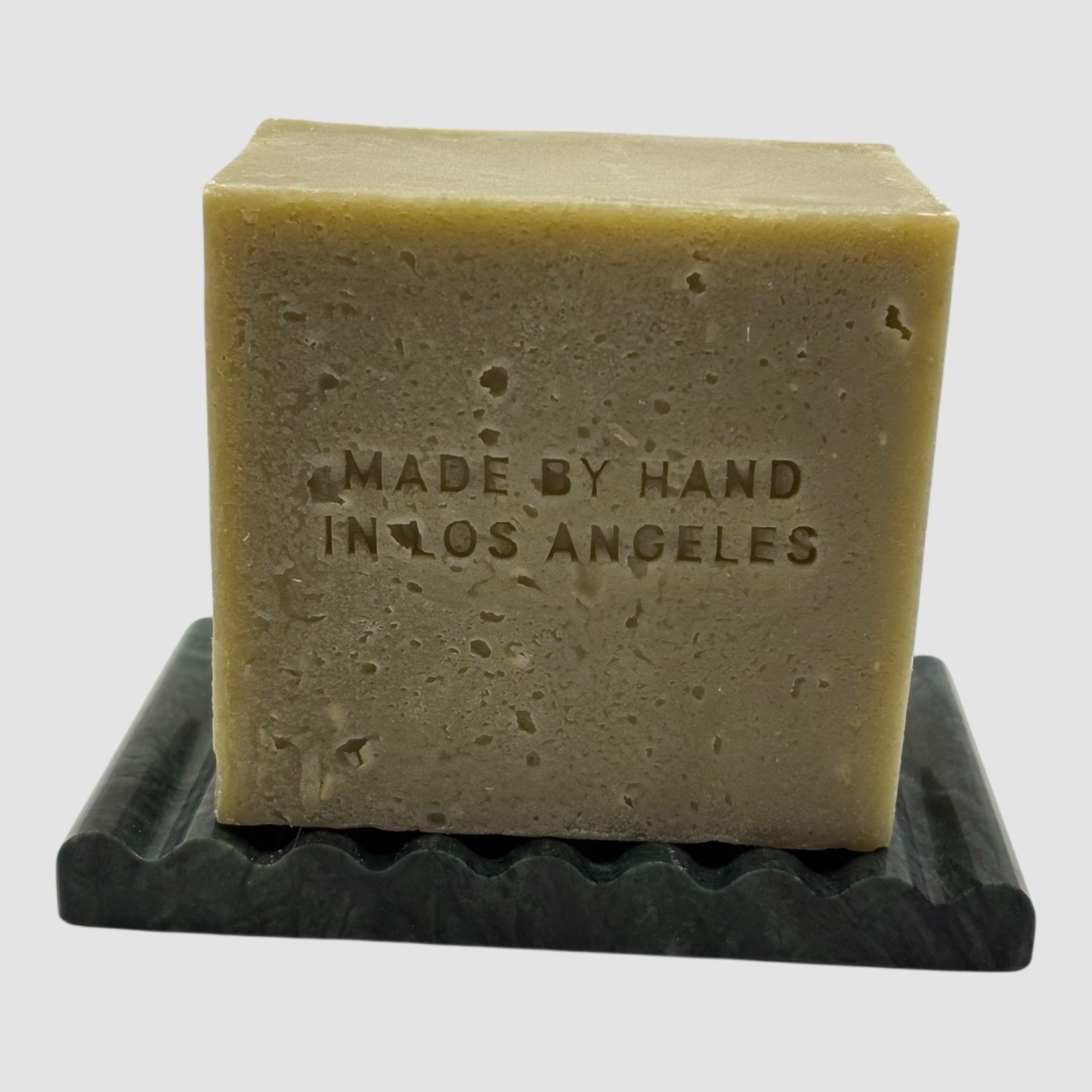 Flamingo Estate Green Leaf Organic Soap Brick with Verde Indio Green Marble Dish