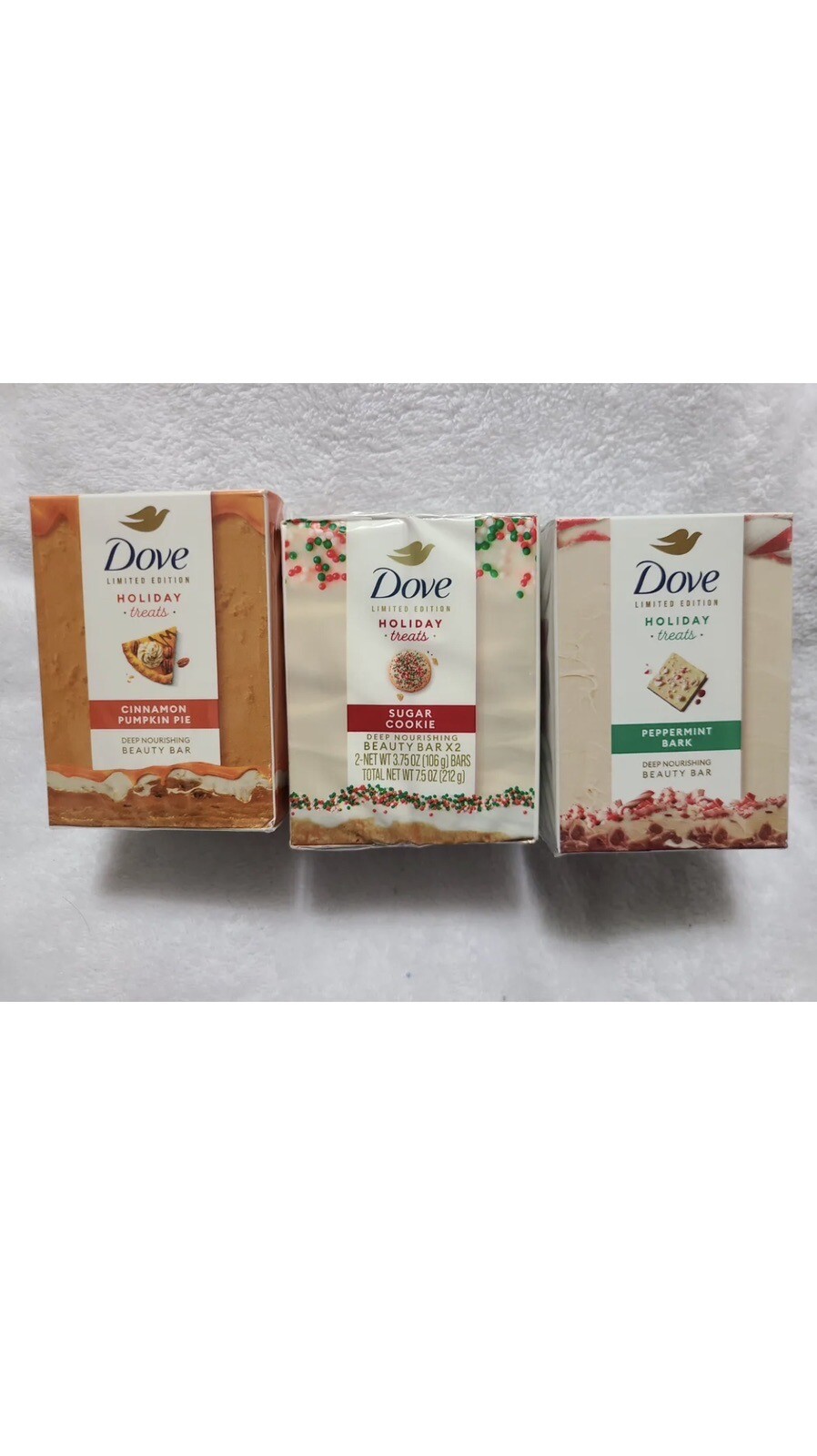 Set of 3 Dove Limited Edition Deep Nourishment Holiday Treats Beauty Bar 7.5floz