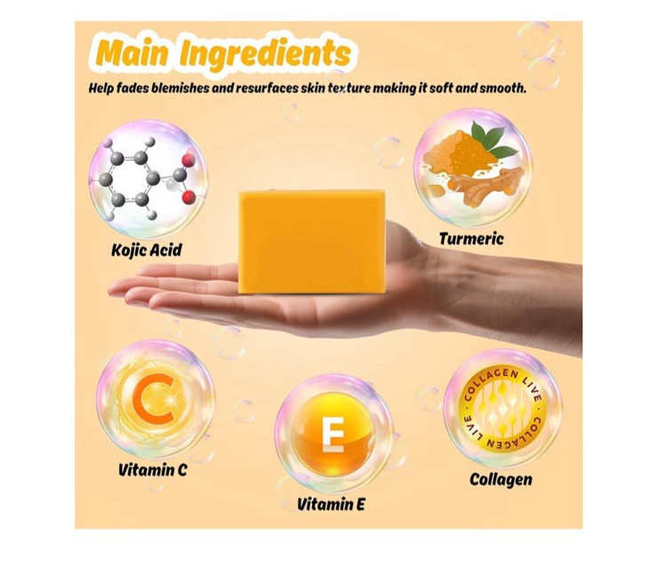 3PACK Kojic Acid Soap for Dark Spots Whitening Turmeric Soap Skin Lightening