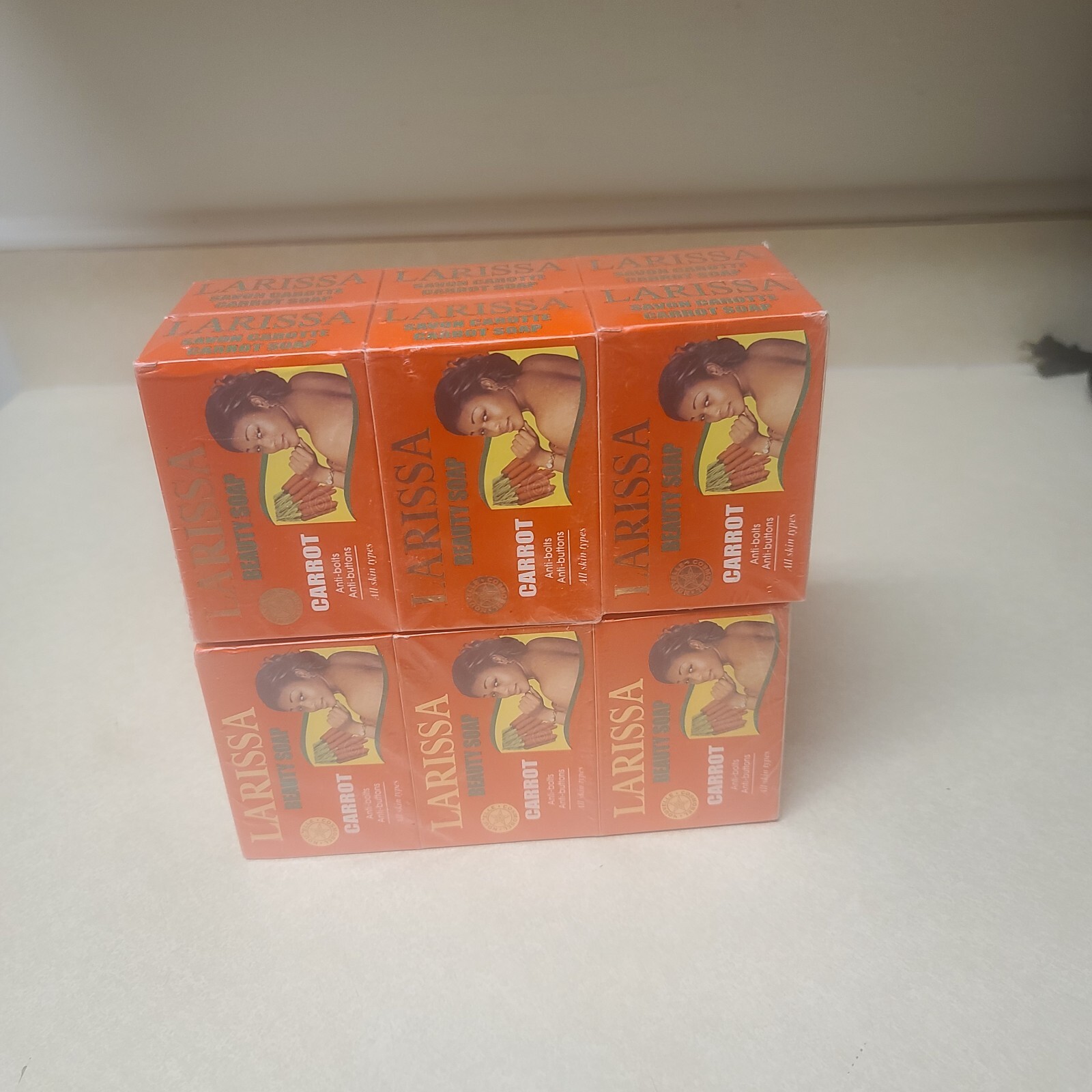 Larissa Lightening Brightening Carrot Beauty Soap All Skin Types Pack of 6