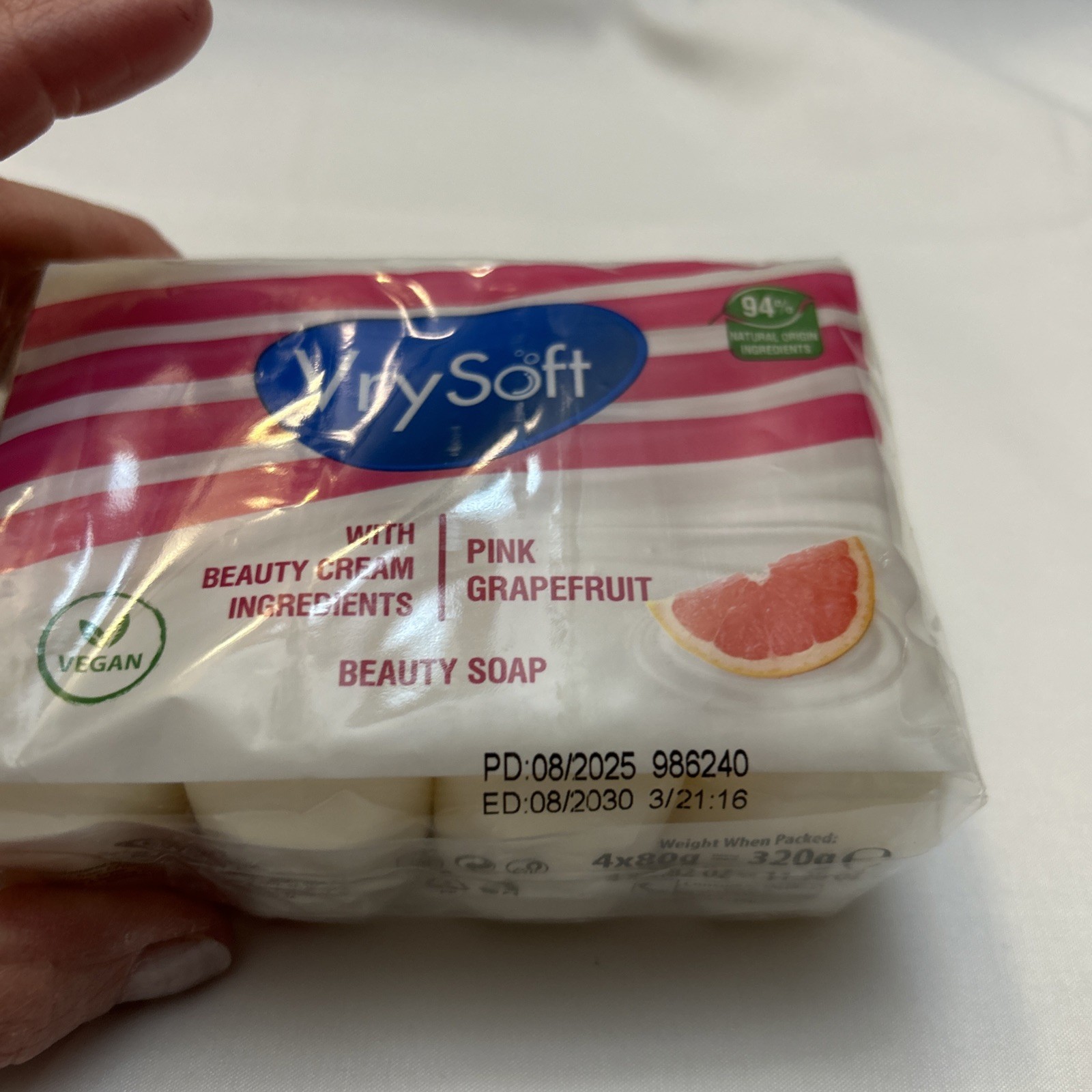 2 Packs VrySoft Beauty Soap Pink Grapefruit 4 Bars Each 8 Total Vegan Natural