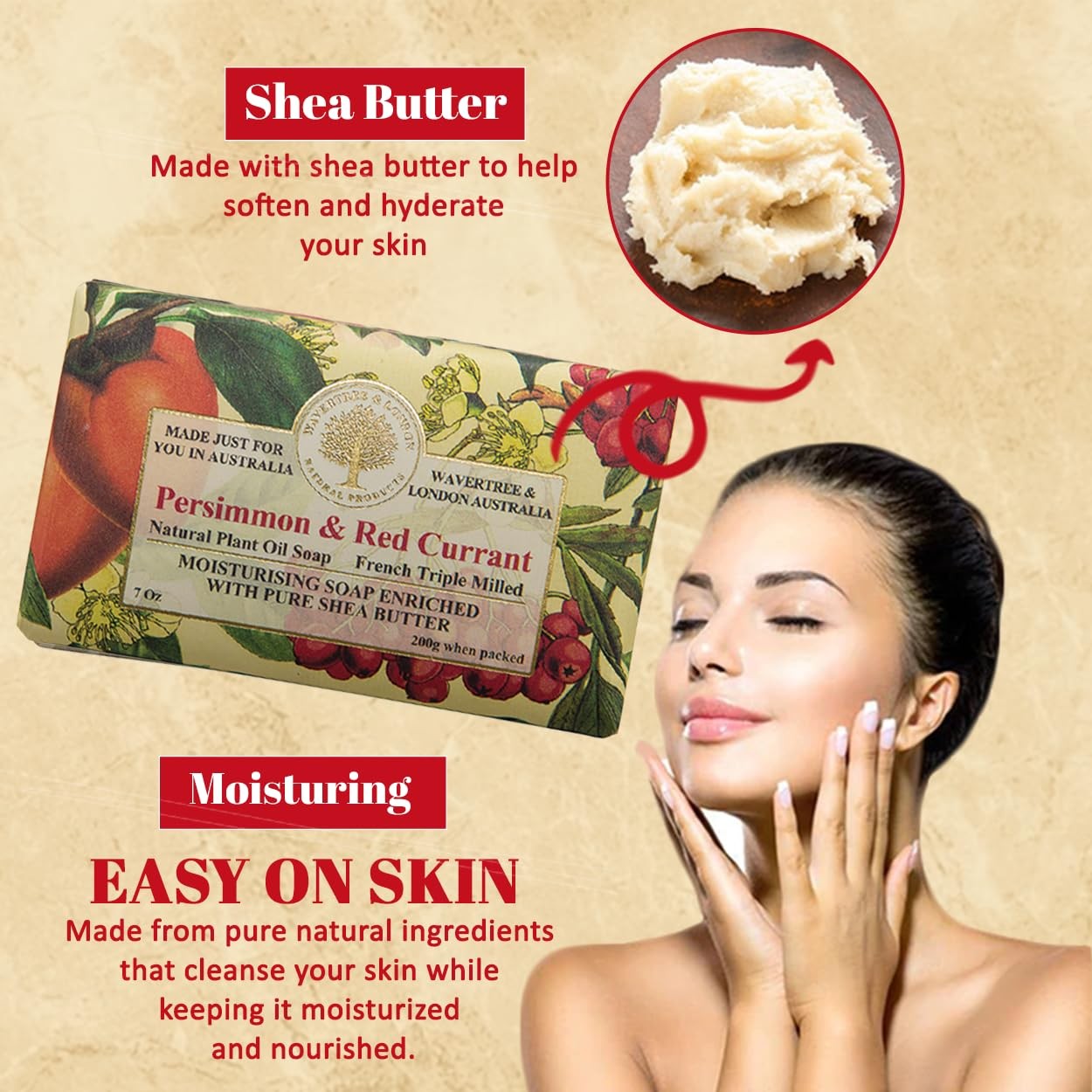 Natural Moisturizing Triple Milled Soap Bars 7 oz Shea Butter Enriched 2 Pcs for