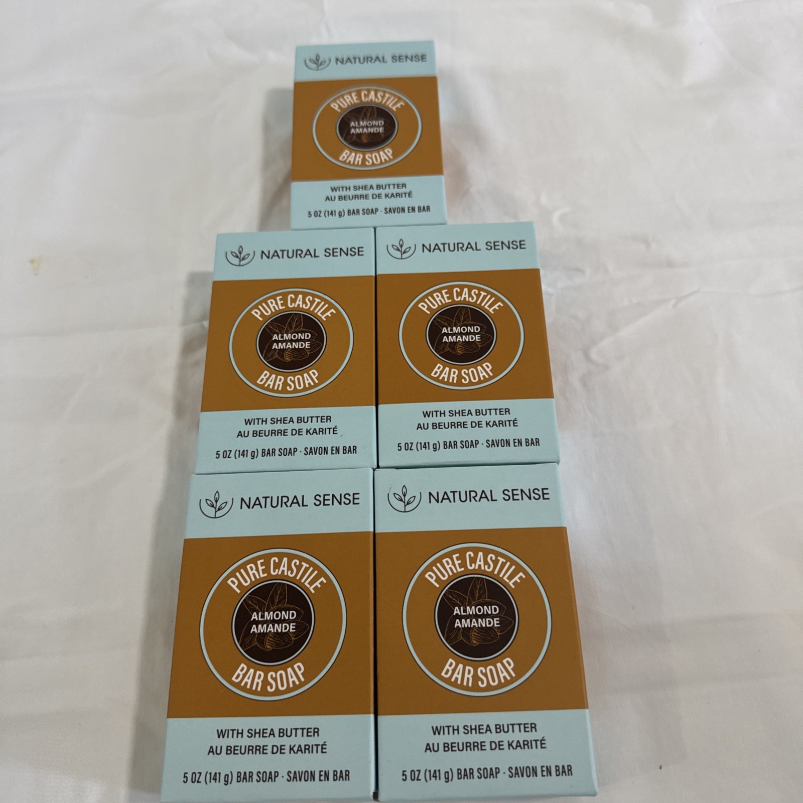 Natural Sense Pure Castile Almond Bar Soap Plant Based 5 oz (141g) ~ 5 Pack