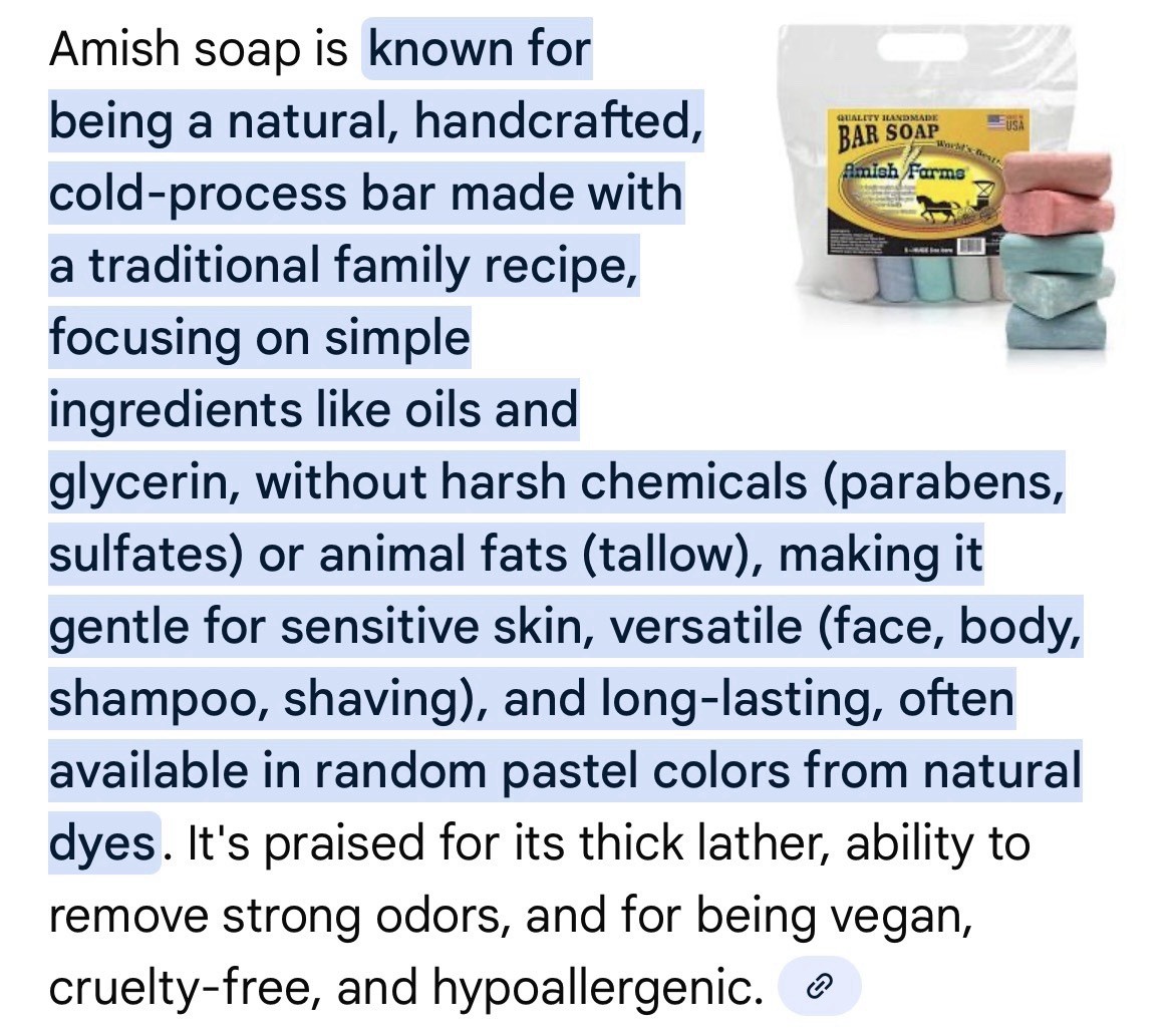 Amish Country Bar Soap Pack Of 5 Big 7 oz Bars – See Description – Free Shipping