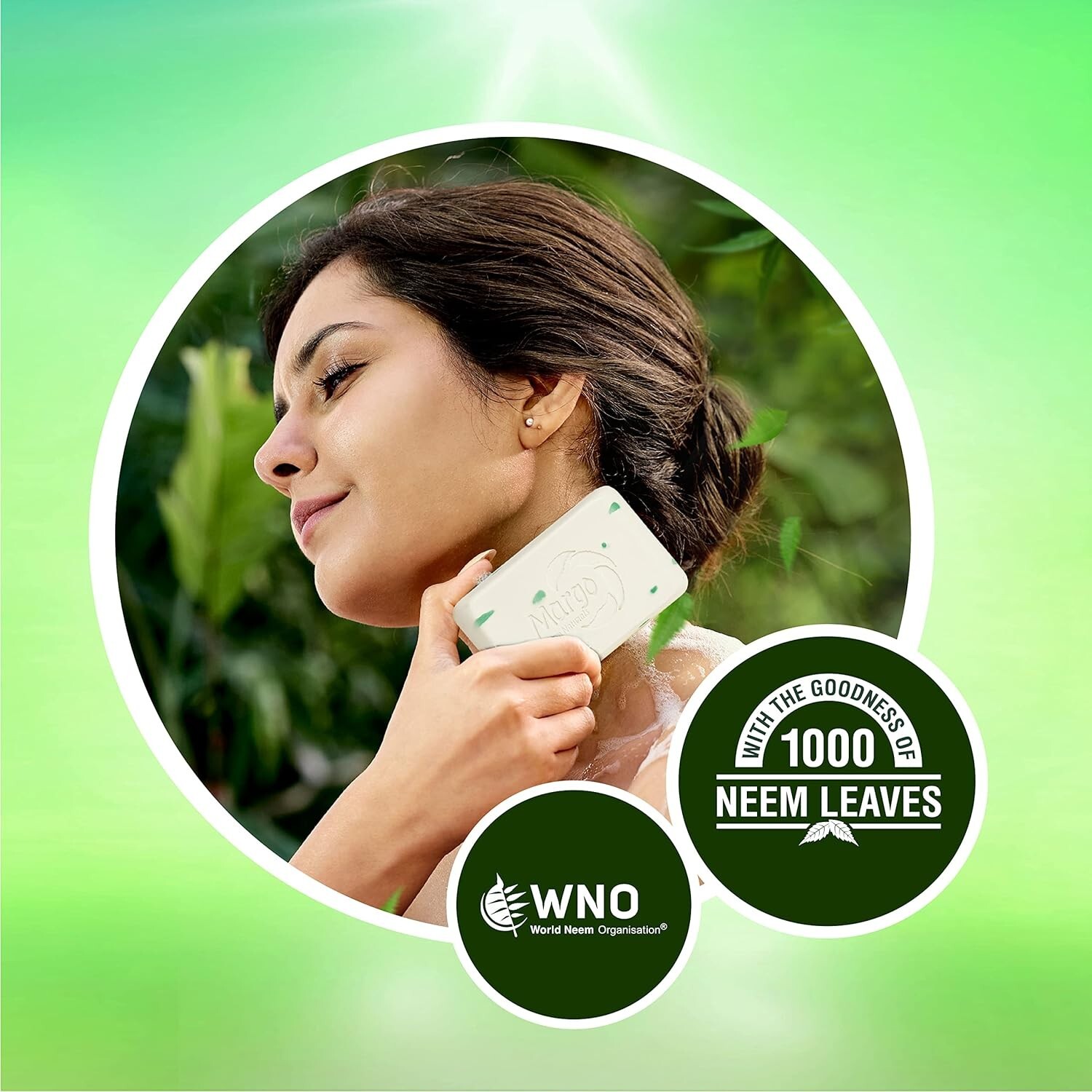 Margo Soap with Neem, Almond Oil & Rose | 500 Gram ( Pack of 5 Soap),
