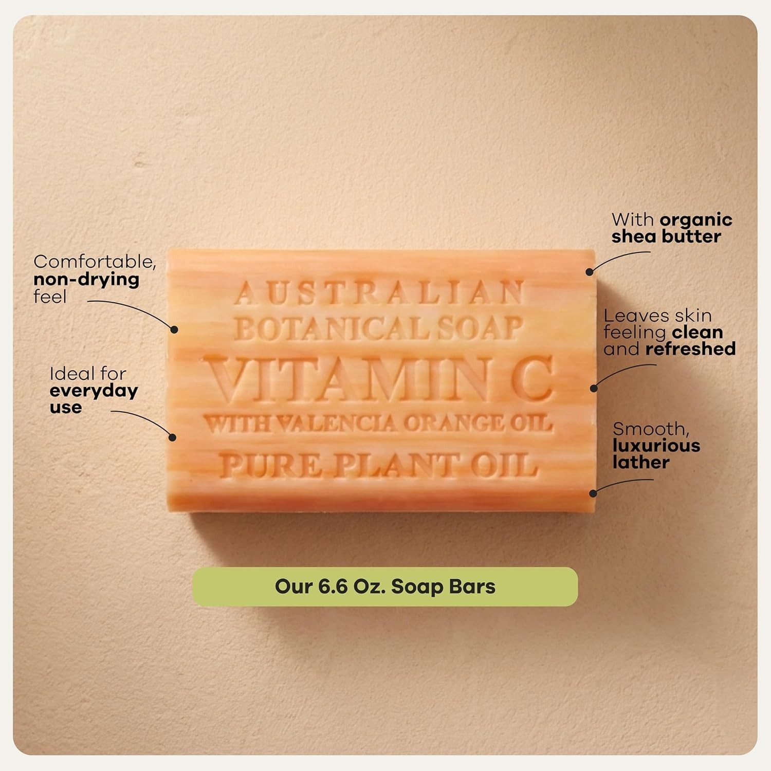 Australian Botanical Soap 8 Pack Vitamin C Valencia Orange 6.6 Ounce Bars