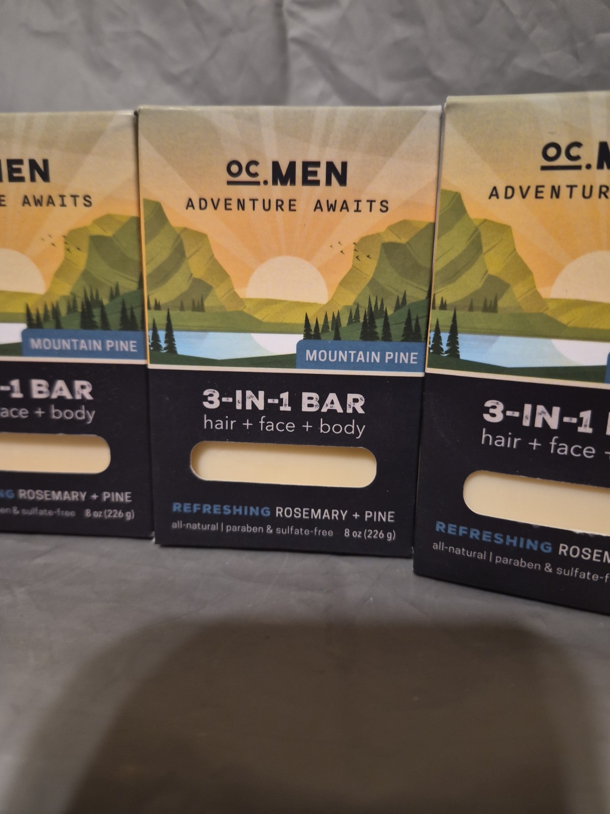 OC Mens Adventure Awaits 3-In-1 Hair Face Body 5 Bars Mountain Pine 8 Oz NIB BD