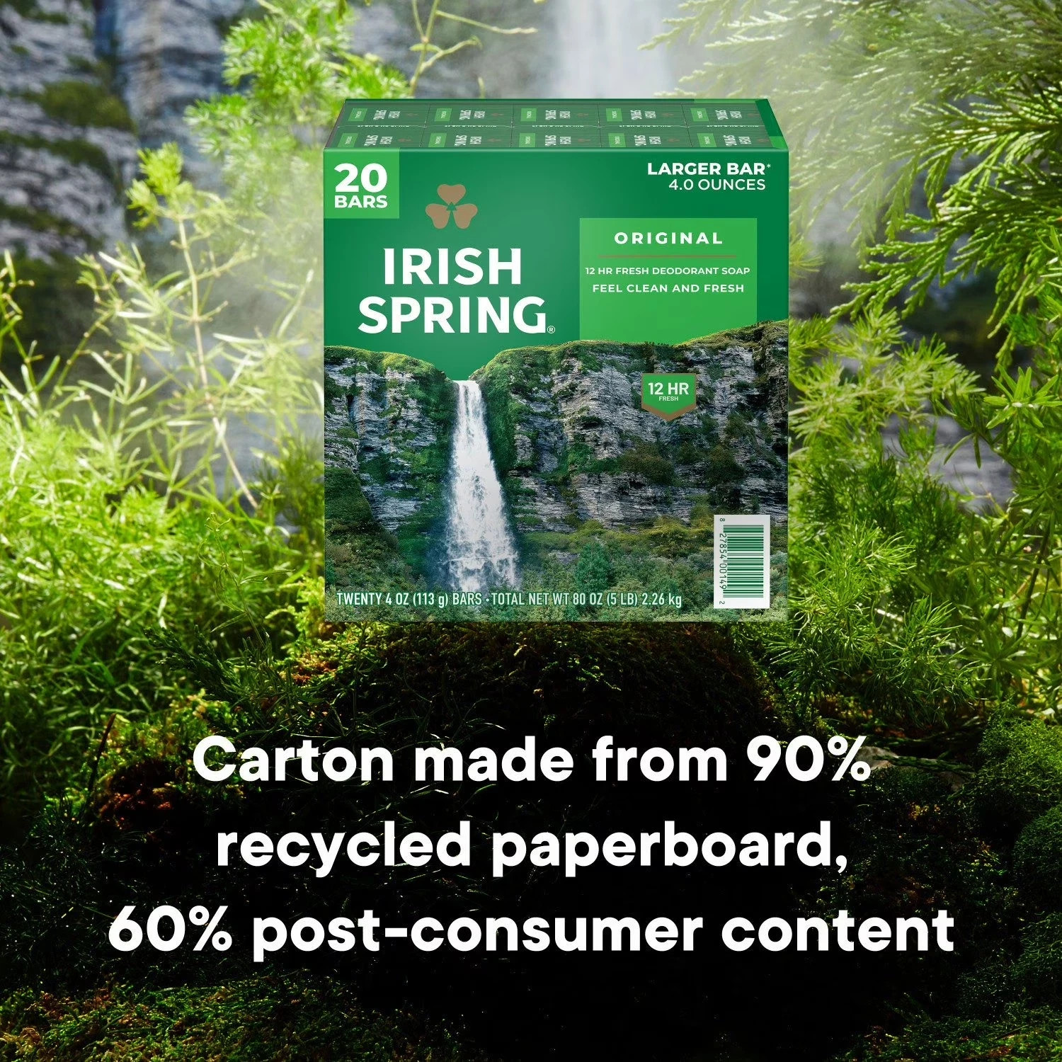 Irish Spring Original Clean Bar Soap for Men, 4 Ounce (Pack of 20)