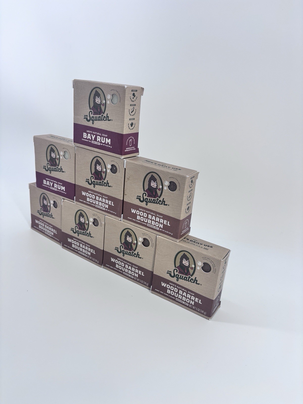 Dr. Squatch Men’s Natural Soap A Lot Of 8 – 6 Wood Barrel Bourbon- 2 Bay Rum-New