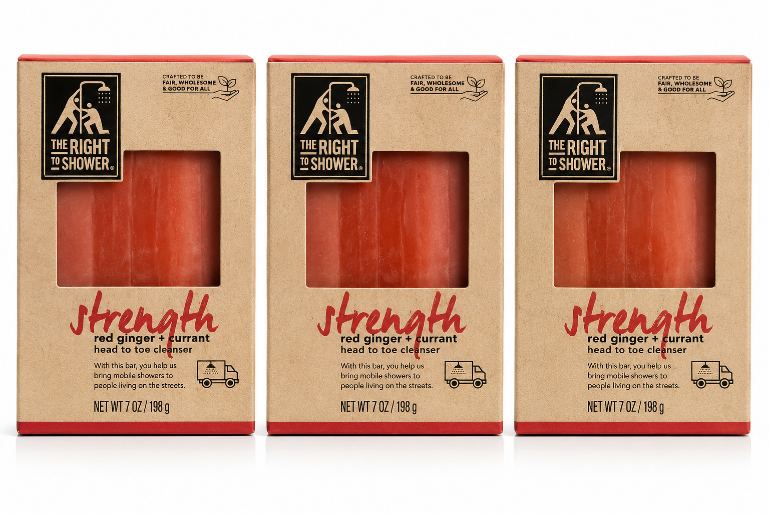 3 Pack The Right To Shower Strength Red Ginger + Currant Soap Bar 7 oz Each