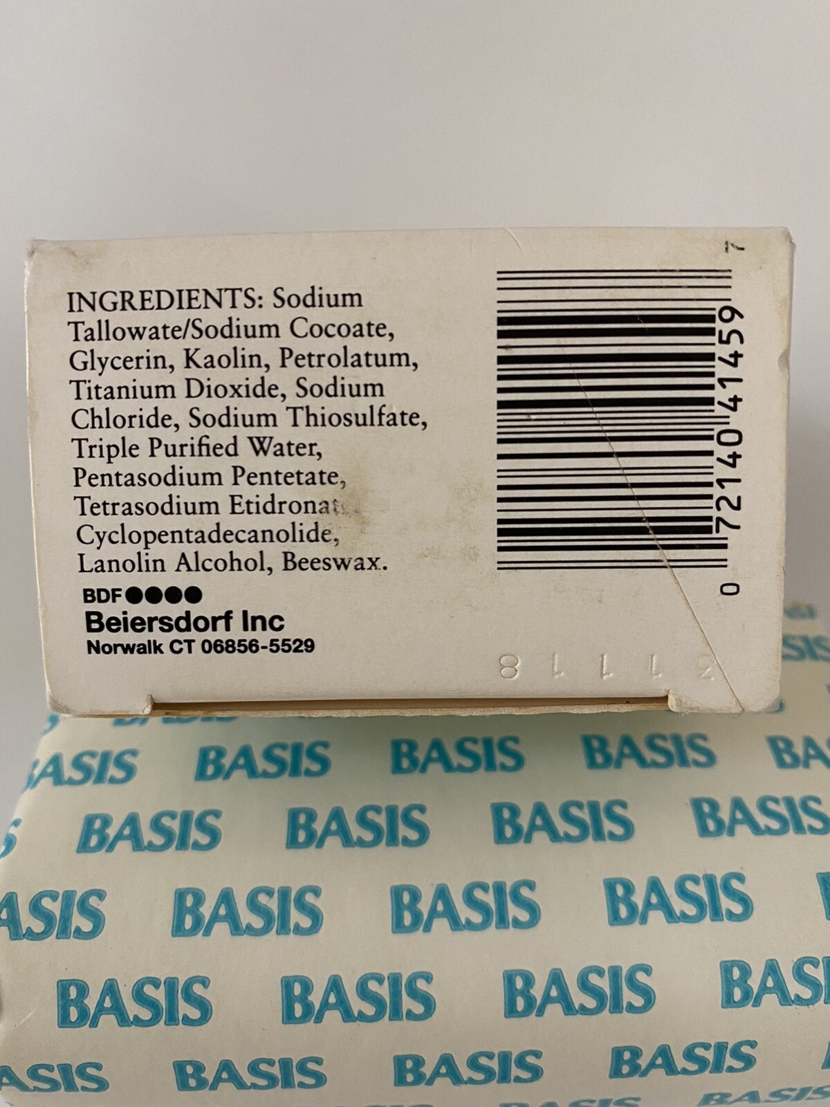 Basis Bath Bar 5 oz. Combination Skin Fragrance & Preservative Free (1 BAR) New