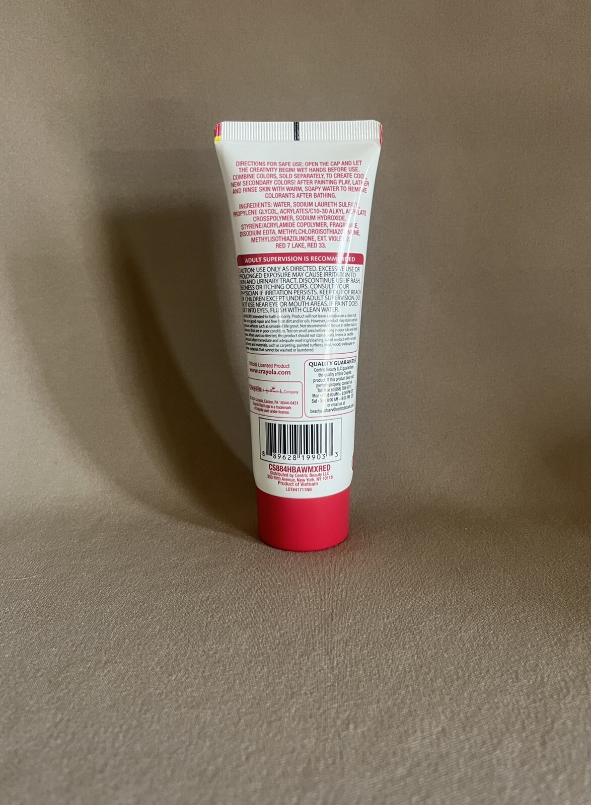 3 Oz. Crayola Bathtub Fingerpaint Soap Radical Red~6 1/4” Tall, For Ages 3+, New