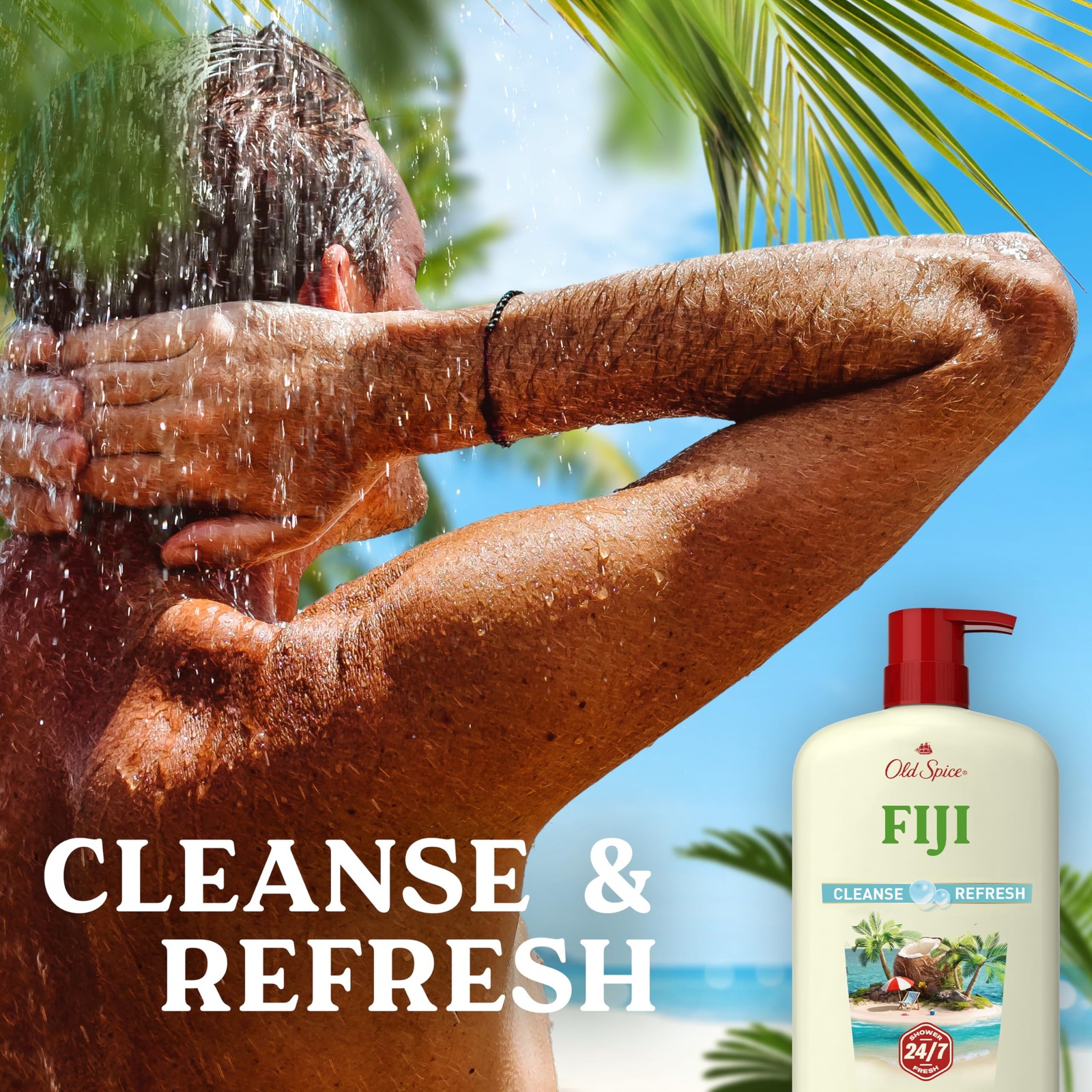 Old Spice Body Wash for Men, 24/7 25 Fl Oz (Pack of 4), Fiji w/ Palm Tree