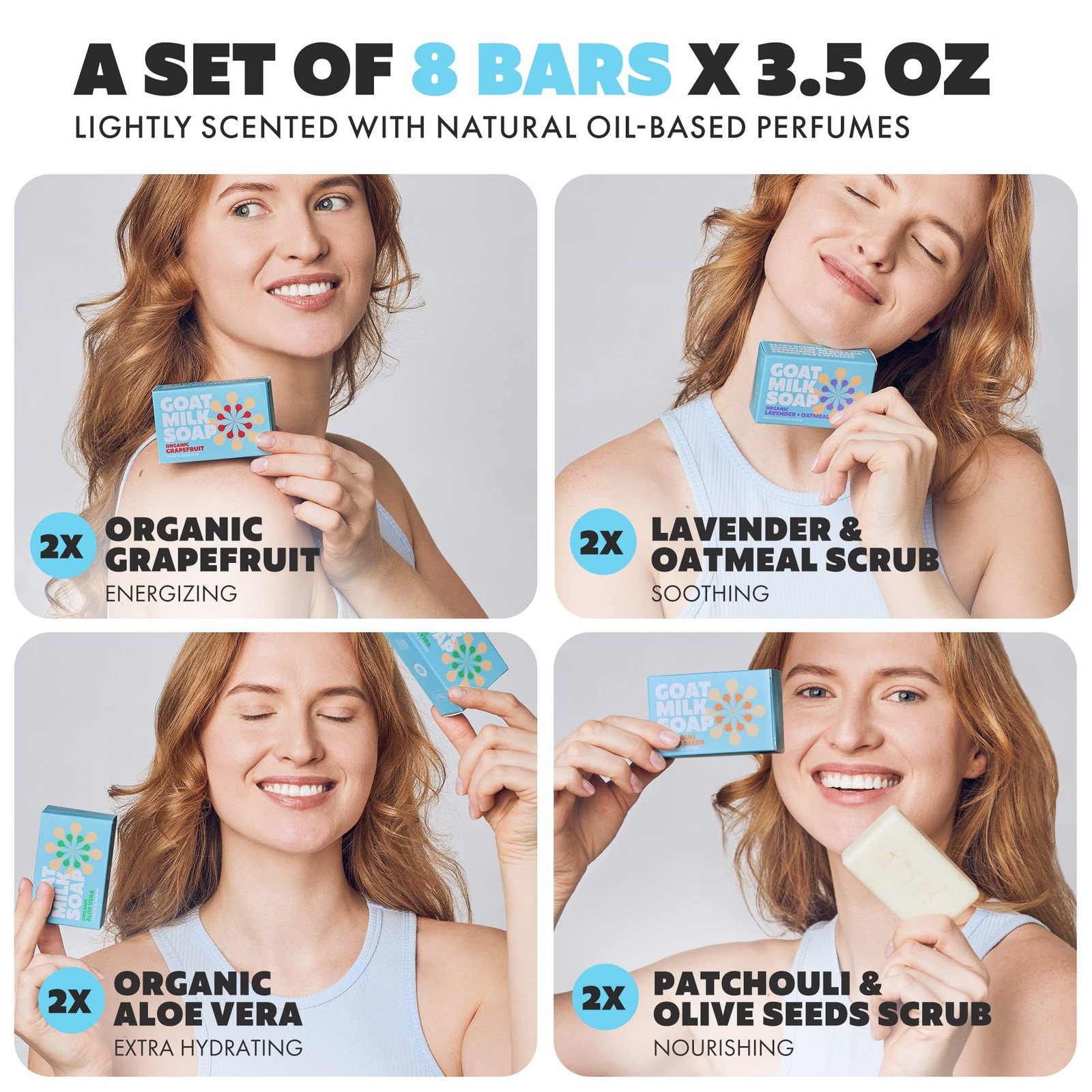 Goat Milk Soap Bar – 8 Bars 4 Unique Scents | Crafted in Greece | All Natural…
