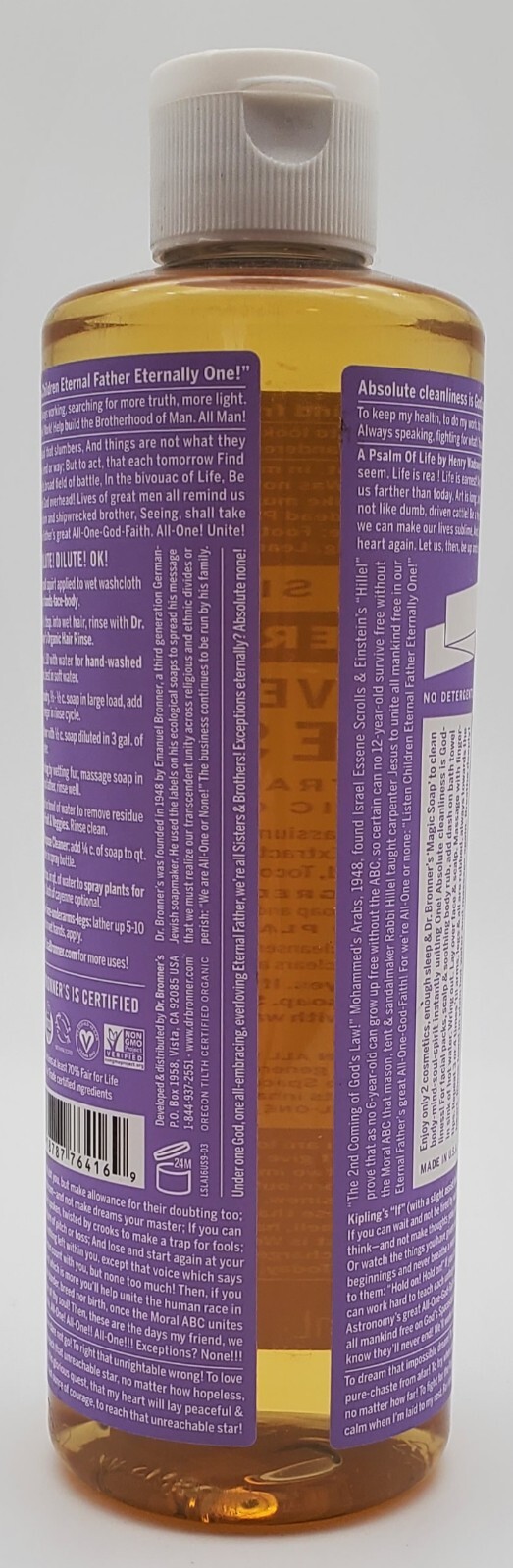 Dr Bronner’s 18-In-1 Hemp Lavender Pure-Castile Soap 16fl oz 473ml