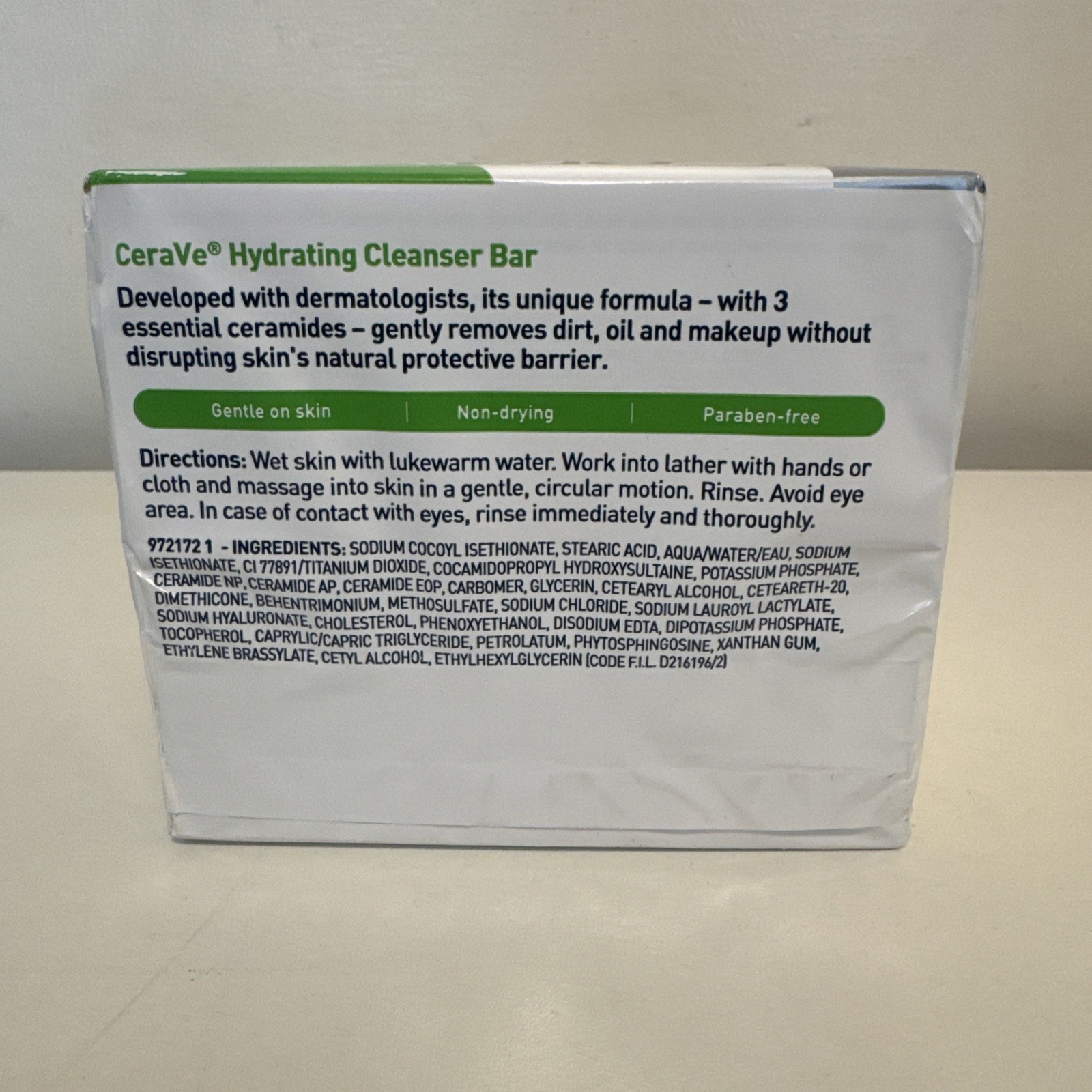 CeraVe Hydrating Cleanser Bar | Soap-Free Body and Facial Cleanser with 5% BB
