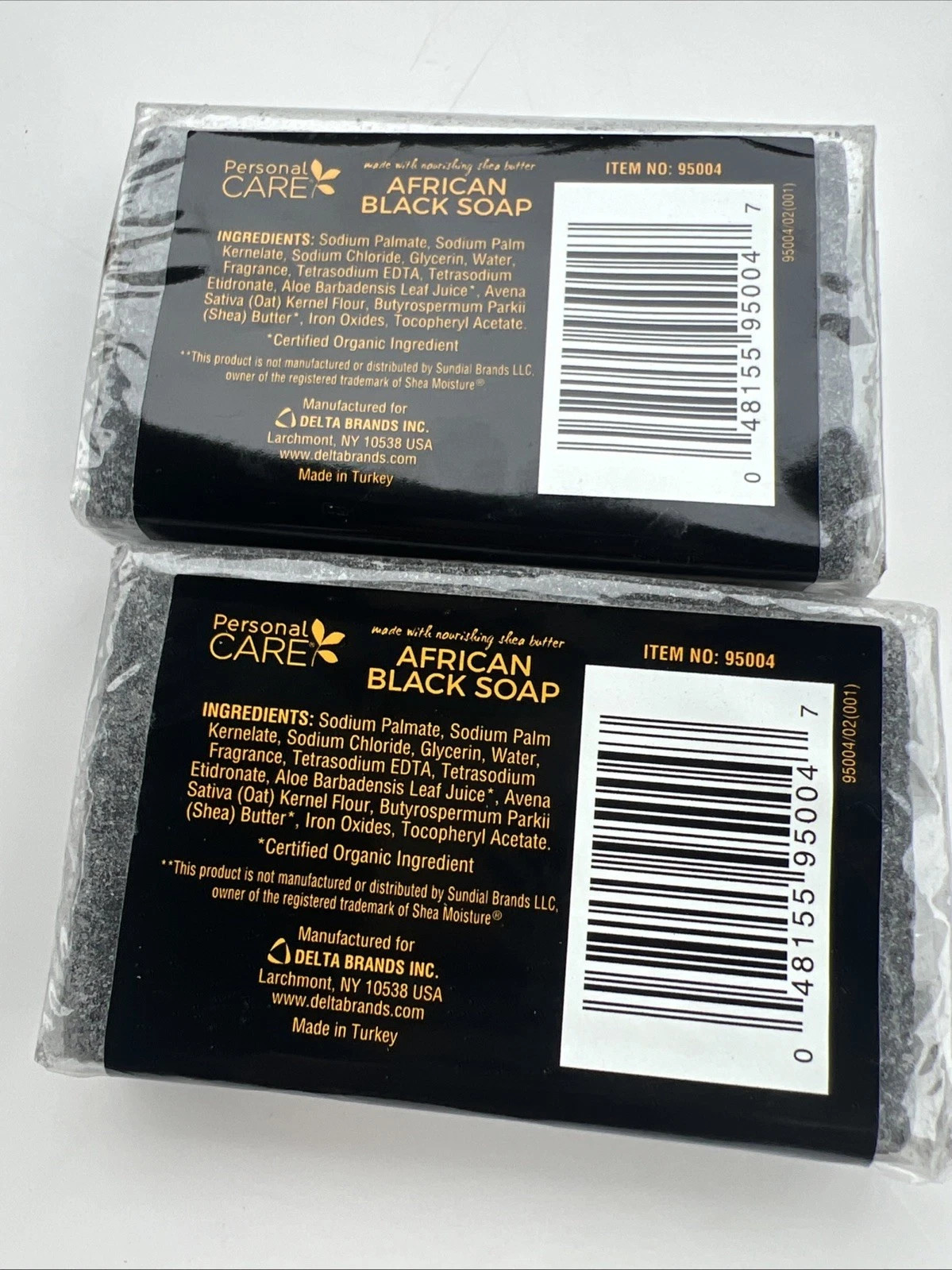 Pack of 2 Personal Care African Black Soap with Shea Butter 4oz (113g)