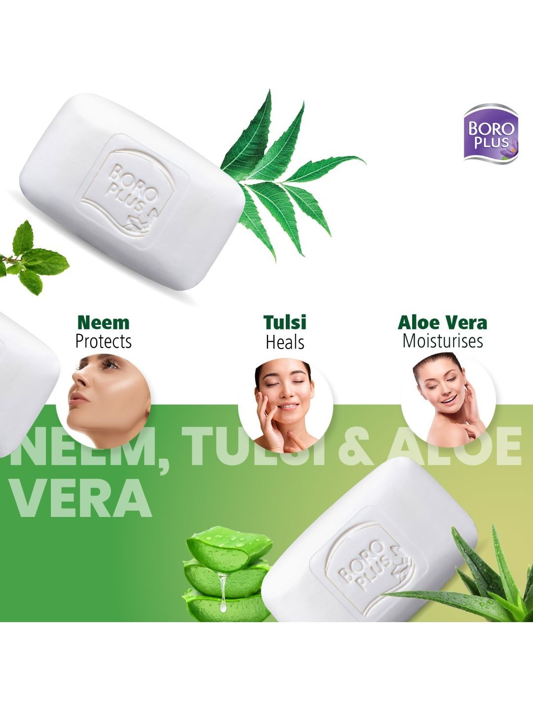 BOROPLUS Antiseptic Plus Moisturising Soap-Neem, Tulsi and Aloe Vera (6 x 125g)