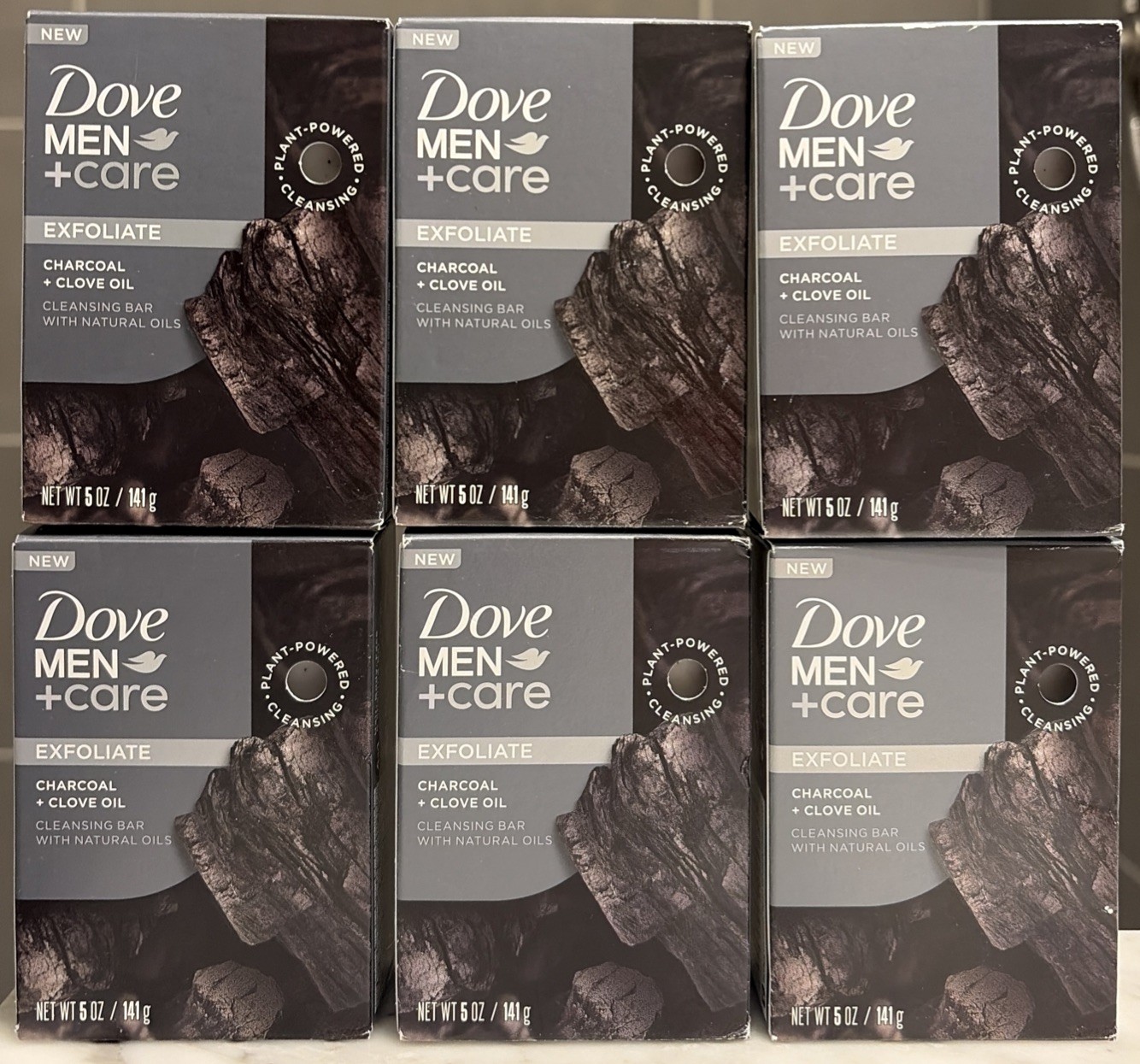 6 Pack: Dove Men+Care Exfoliate Plant Based Bar Soap – Charcoal & Clove Oil 5 oz