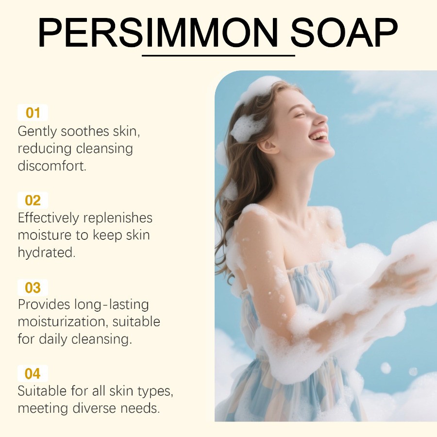 1-5PCS Persimmon Soap Bar Body Odor Control Deodorant Soap for Men&Women