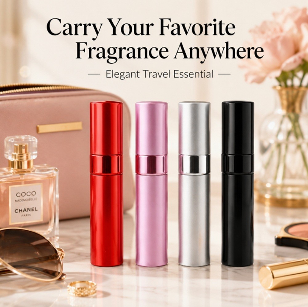 8ML Rotating Aluminum Perfume Mist Spray-Mini Refillable Travel Perfume Atomizer