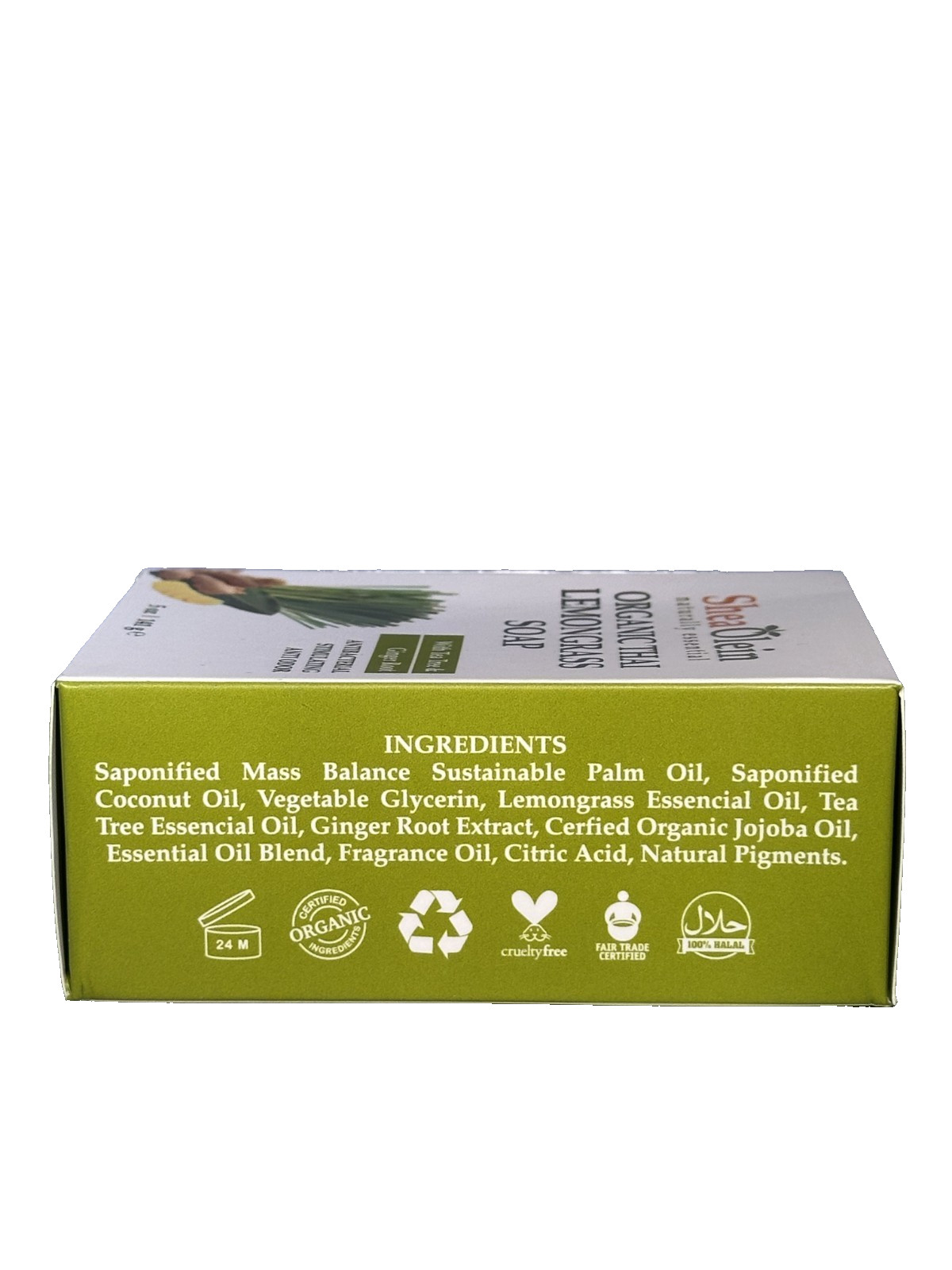 Shea Olein Organic Thai Lemongrass Soap with Tea Tree & Ginger Root 5oz/ 1 Bar