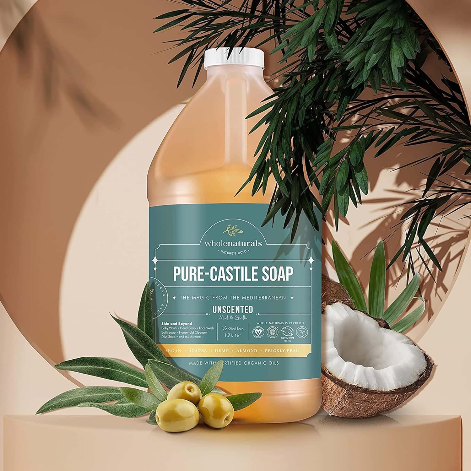 Pure Castile Soap Liquid, EWG & Palm Oil Free Unscented