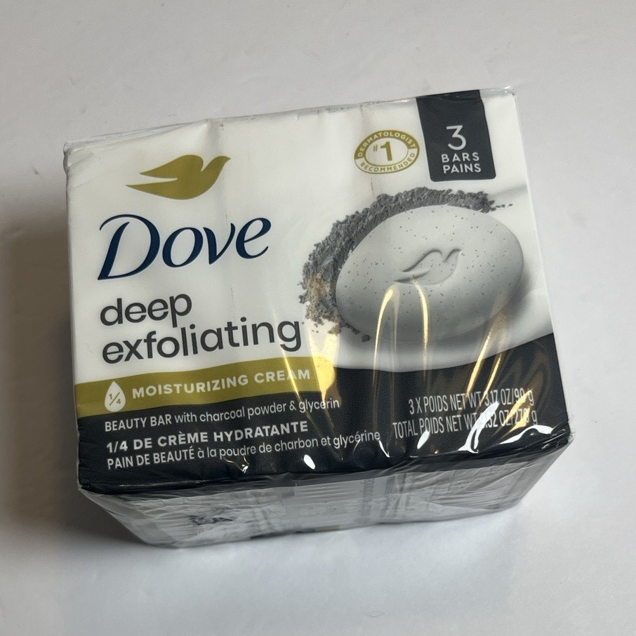 Dove Deep Exfoliating Charcoal Beauty Bar Soap Multipack 3.75 oz x3