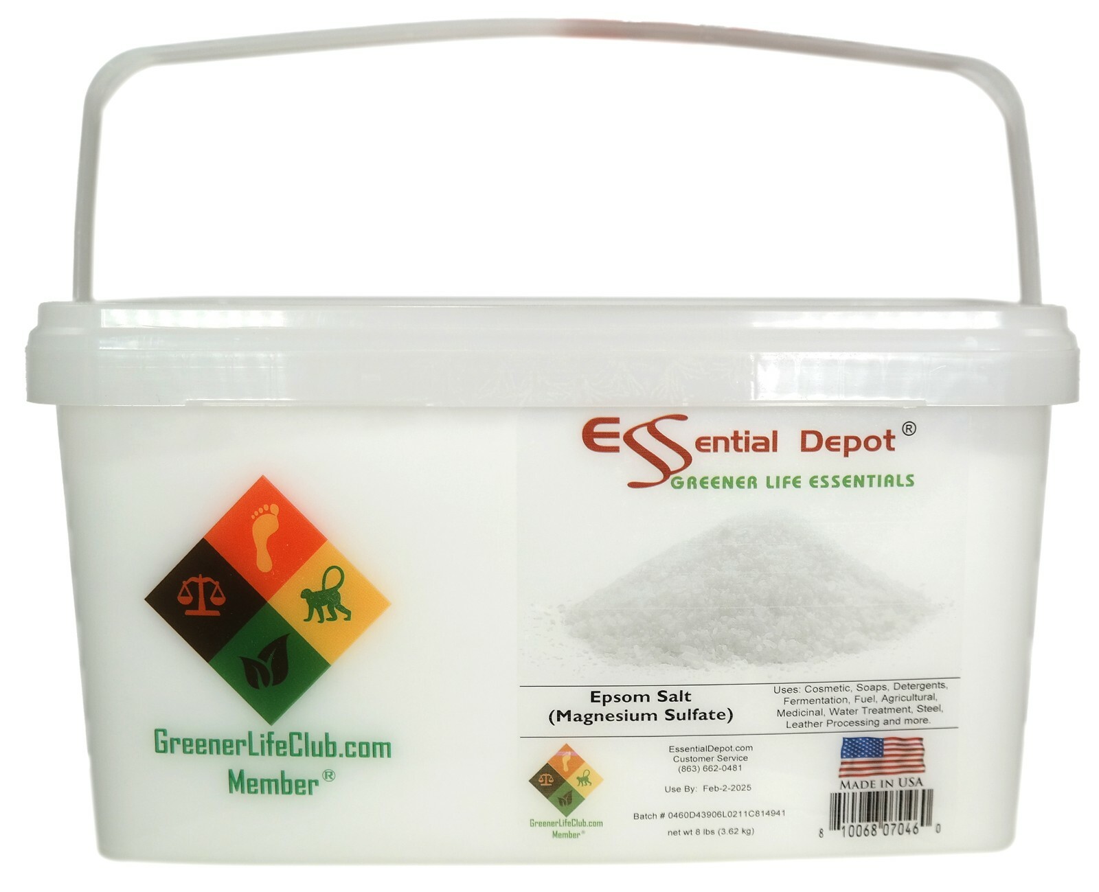 Epsom Salt (Magnesium Sulfate) – 8lb – Greener Life Club Box