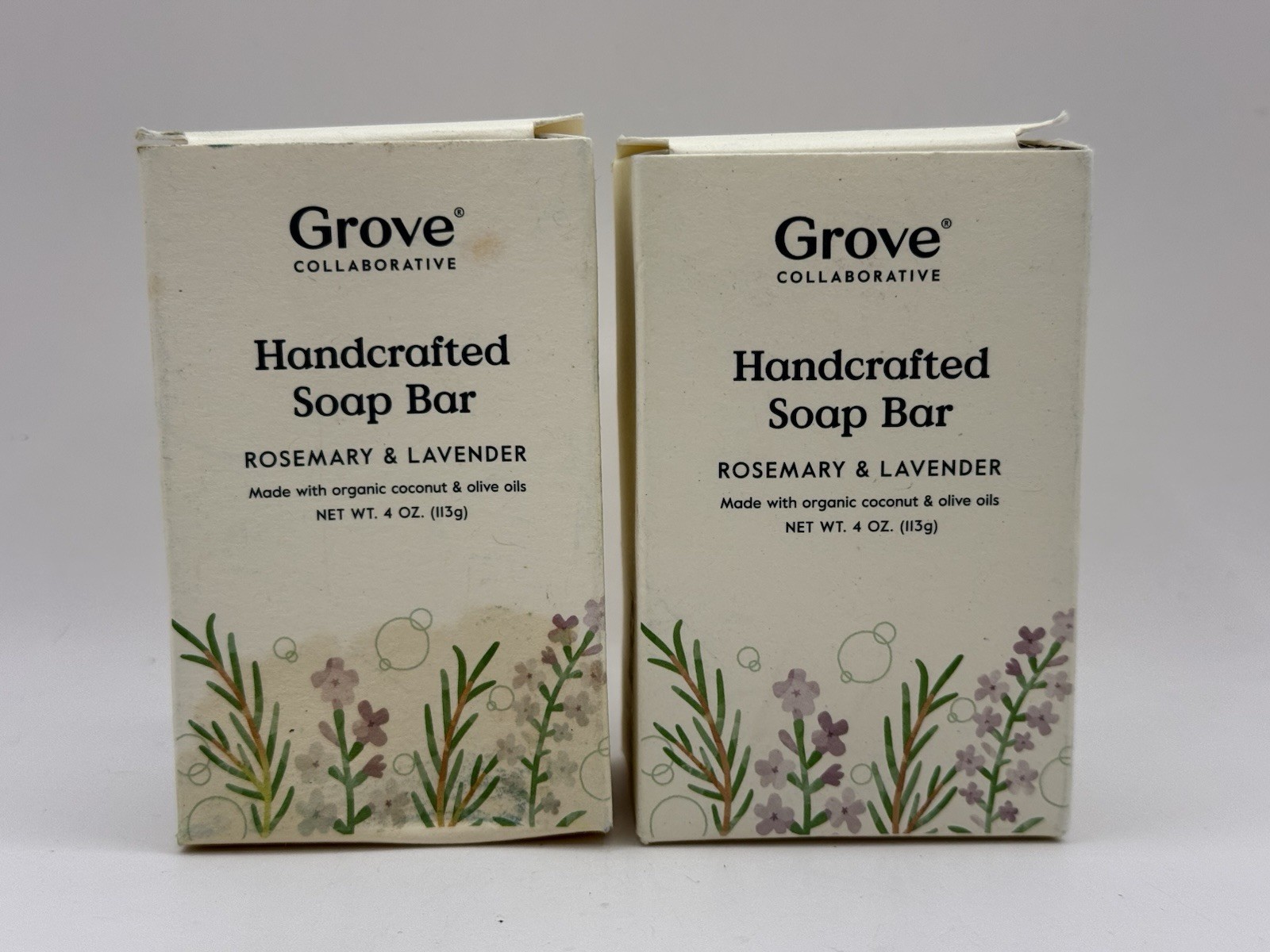 Grove Collaborative Handcrafted Soap Bar ROSEMARY & LAVENDER 4oz/113g Pack Of 2