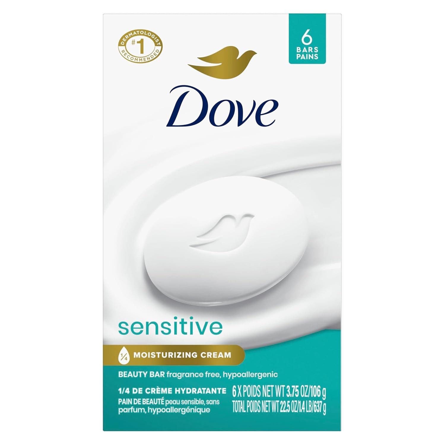 Dermatologist Approved Fragrance-Free Soap – 6-Pack Sensitive Formula 3.75 oz