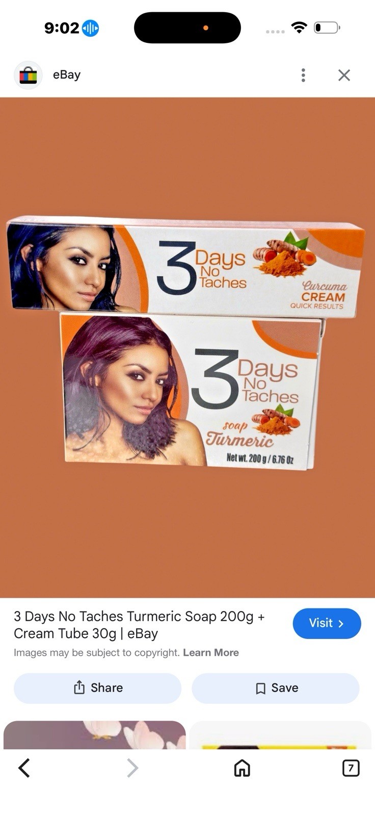 3 Days No Taches Turmeric Soap Bar 200g Cream Tube 30g Face Body