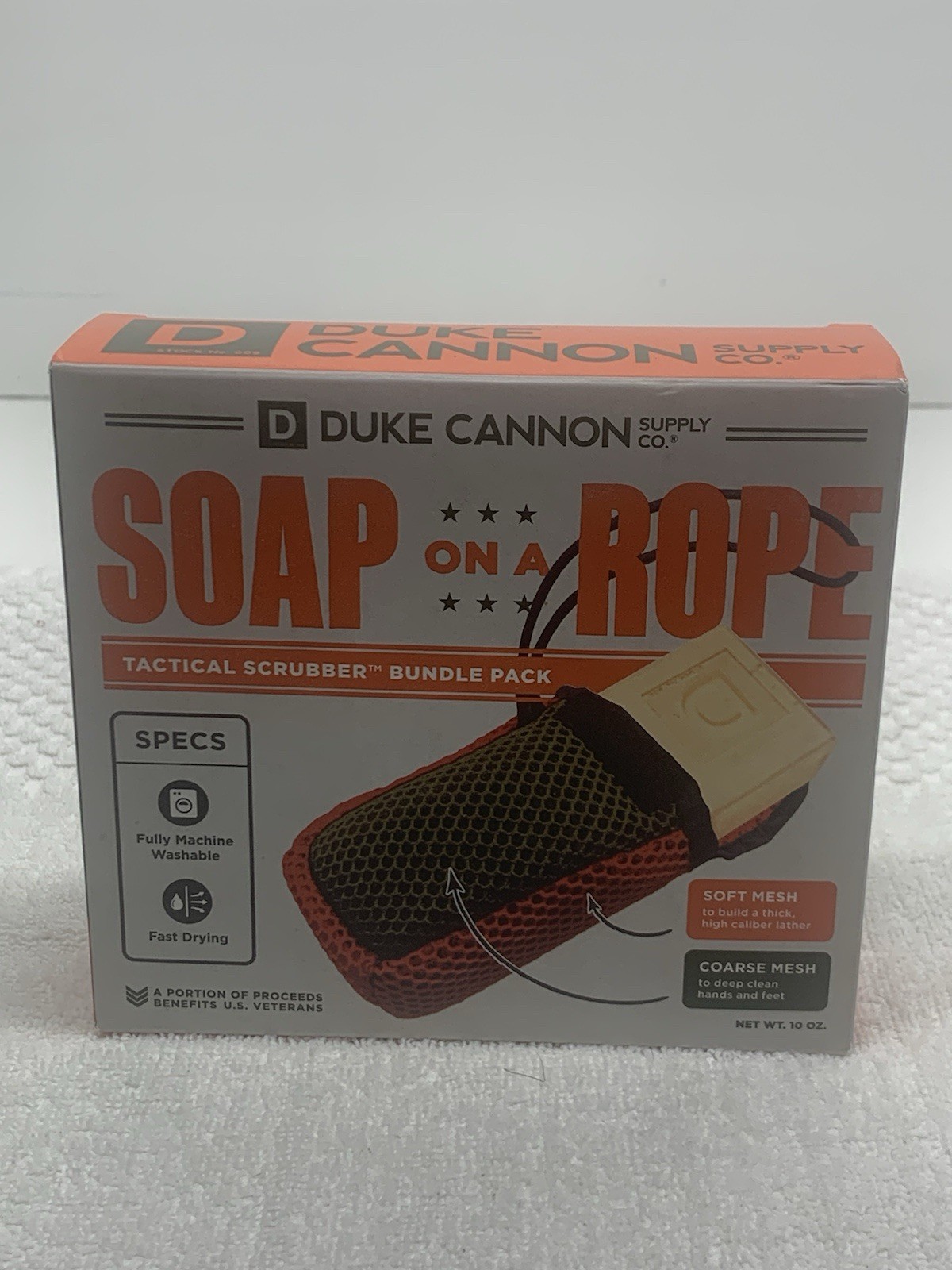Duke Cannon Soap On a Rope Tactical Scrubber Pouch + Oak Barrel Bourbon Soap