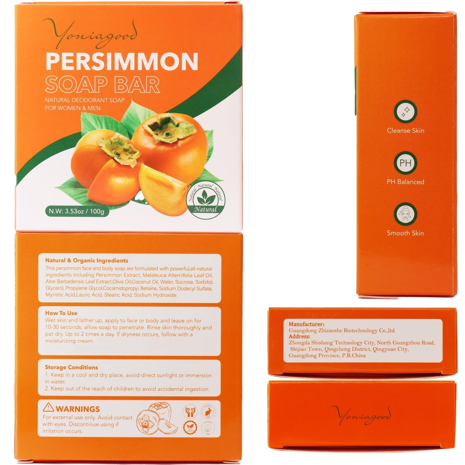 yoniagood Persimmon Soap Bar – Natural Body Soap for Odor Control