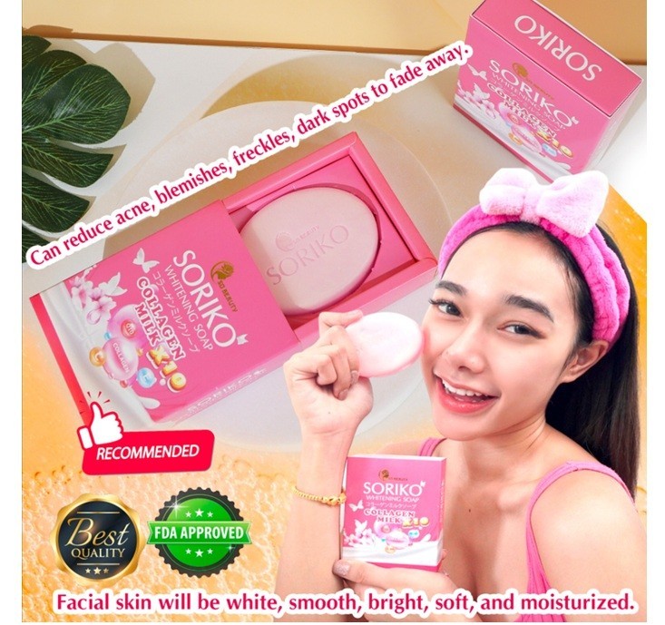 2X SORIKO Milk Collagen Soap 80g Nourish Bright Smooth Clean Radiant Facial Skin