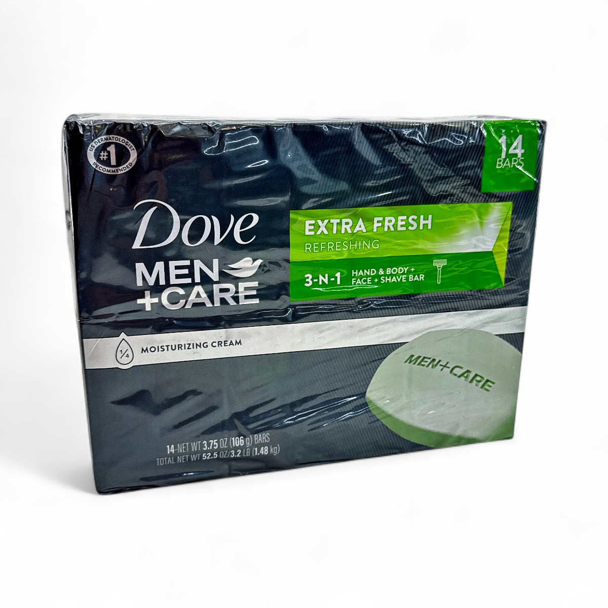 Dove Men + Care Body and Face Bar Soap, Extra Fresh Scent 3.75 oz – 14 Count