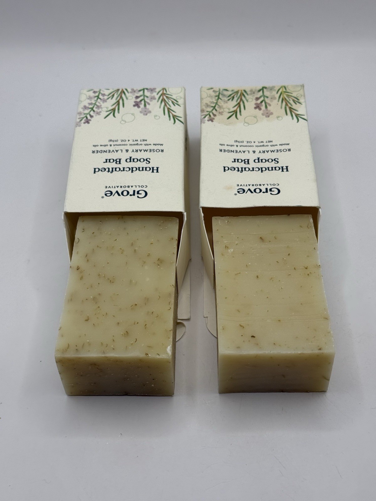 Grove Collaborative Handcrafted Soap Bar ROSEMARY & LAVENDER 4oz/113g Pack Of 2
