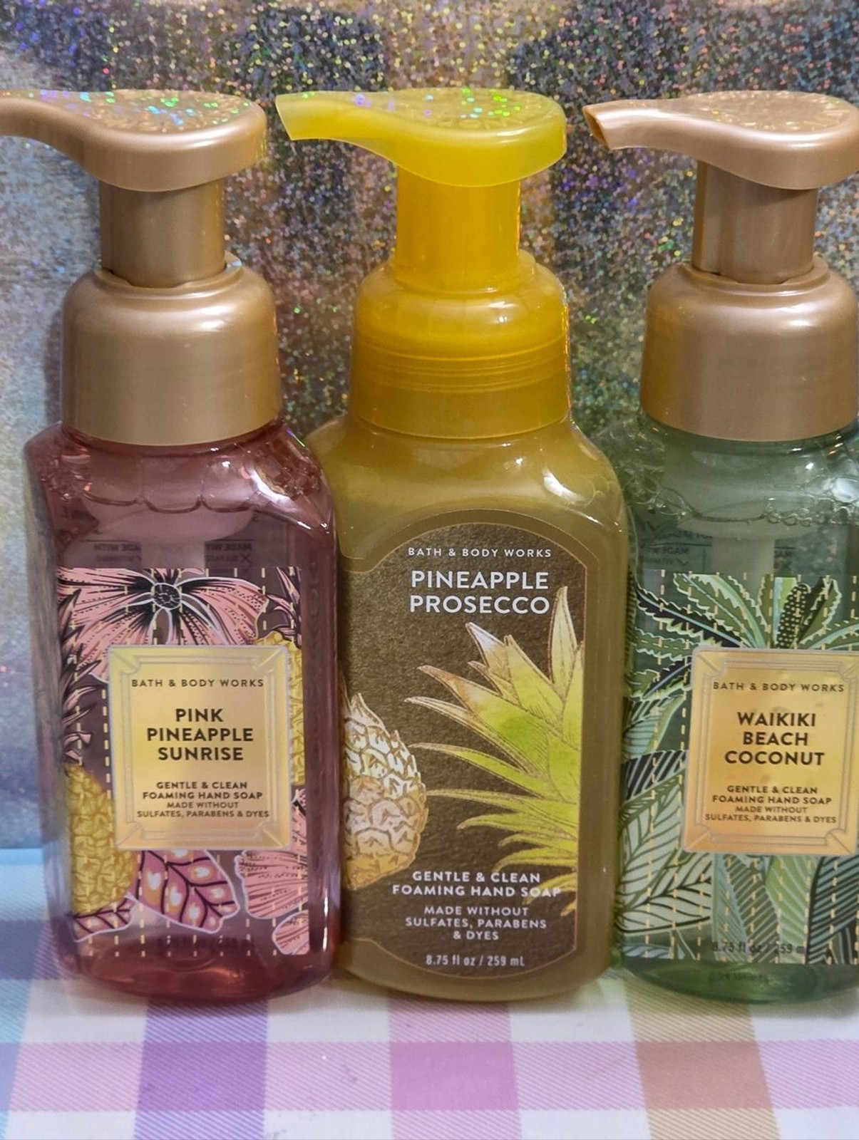Bath Body Works Pineapple & Coconut Variety Tropical Foaming Hand Soap Set of 3