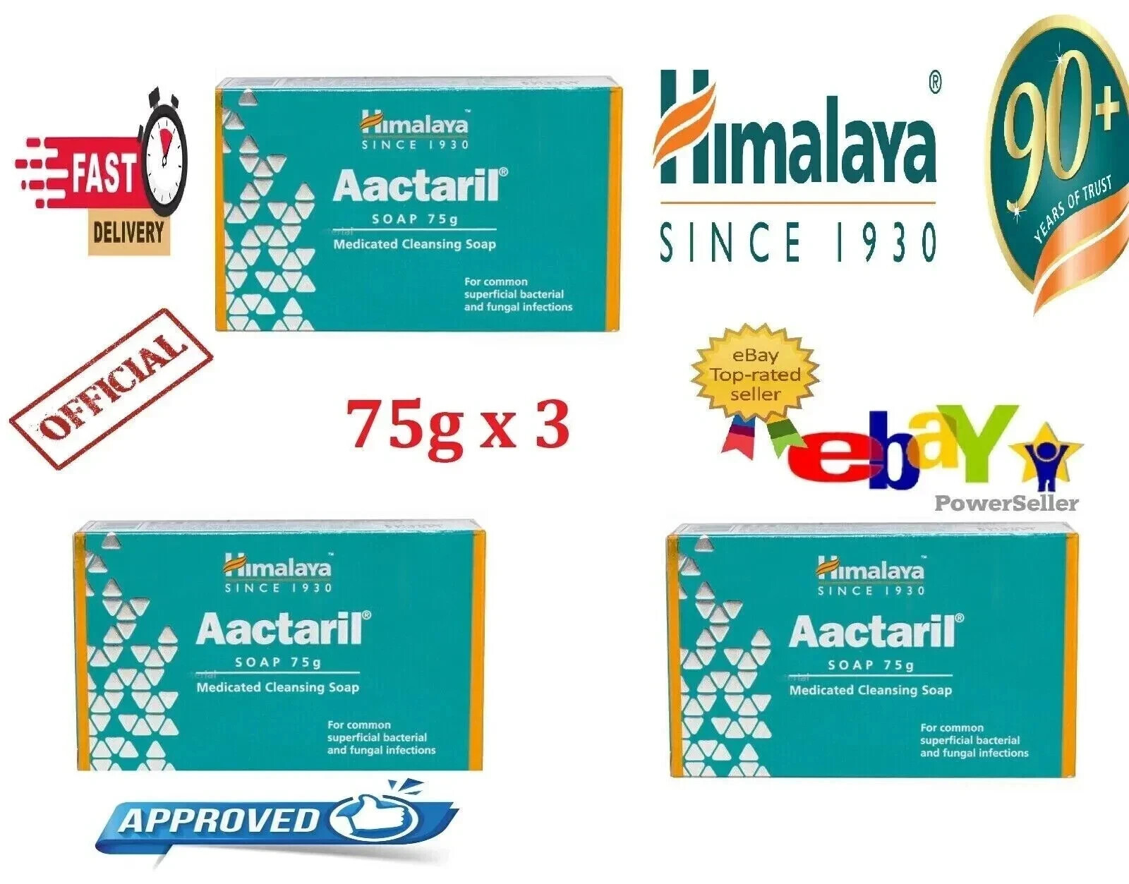 Himalaya Herbals Aactaril Soap – Pack of 3 x 75g | Medicated Cleansing Soap |