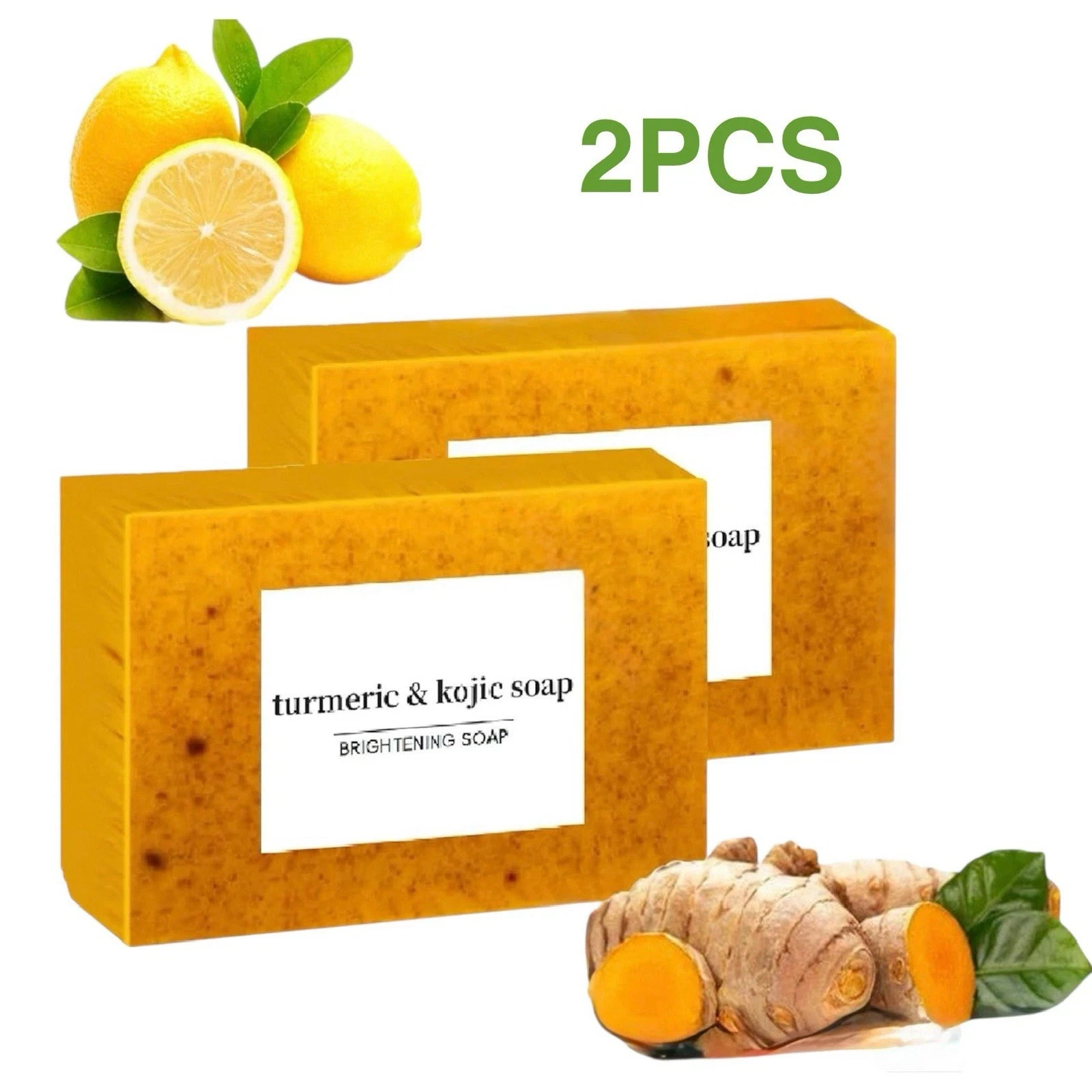 2-Pack Turmeric Glow Soap Bar – Lemon & Kojic Acid, Removing Dark Spots