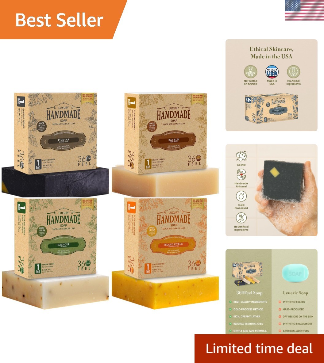 Artisan Men’s Soap Collection – Sensitive Skin Formula, 4 Travel Size Bars