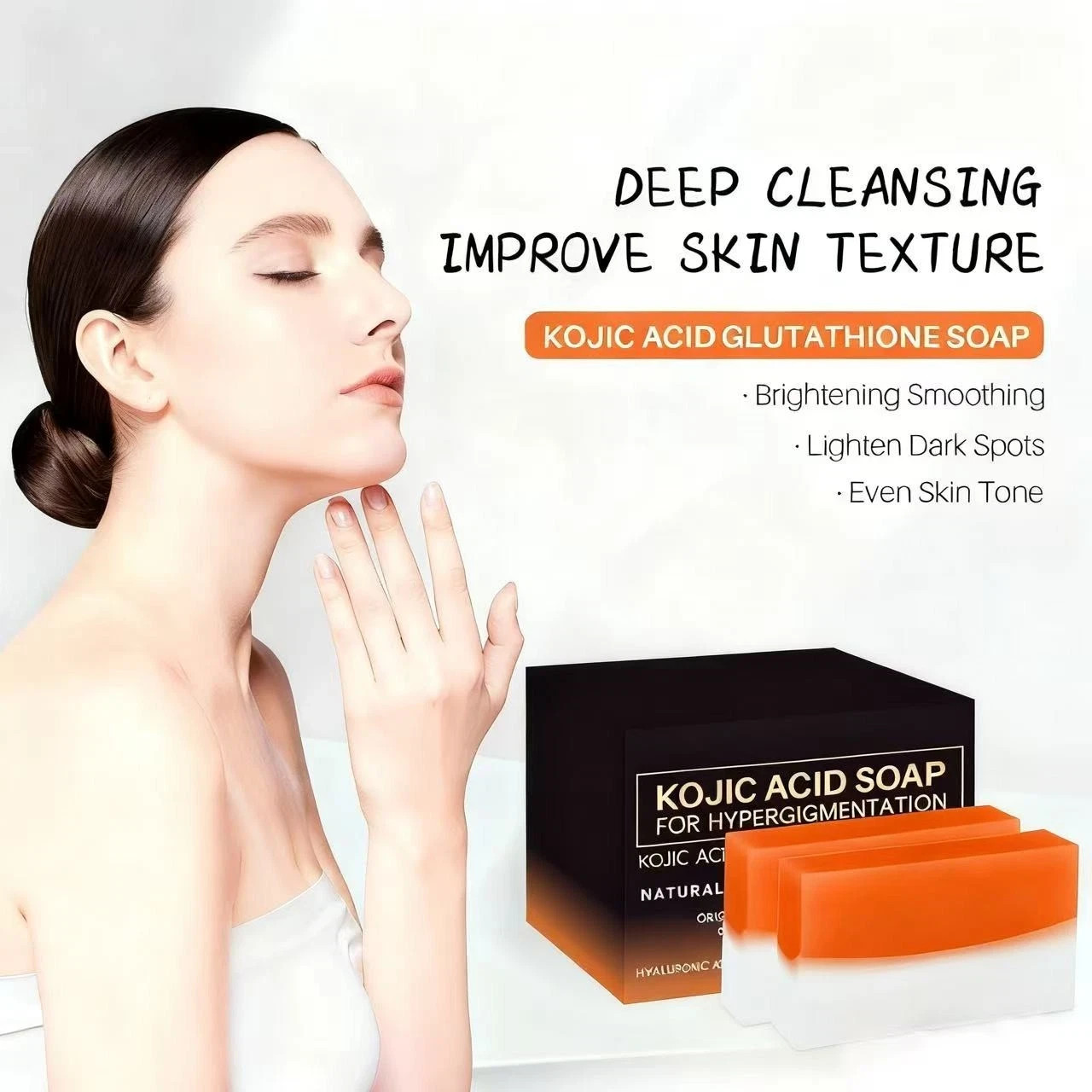 2 Pack Kojic Acid Soap Clean Brighten Skin Tone Fade Dark Spots For Face & Body