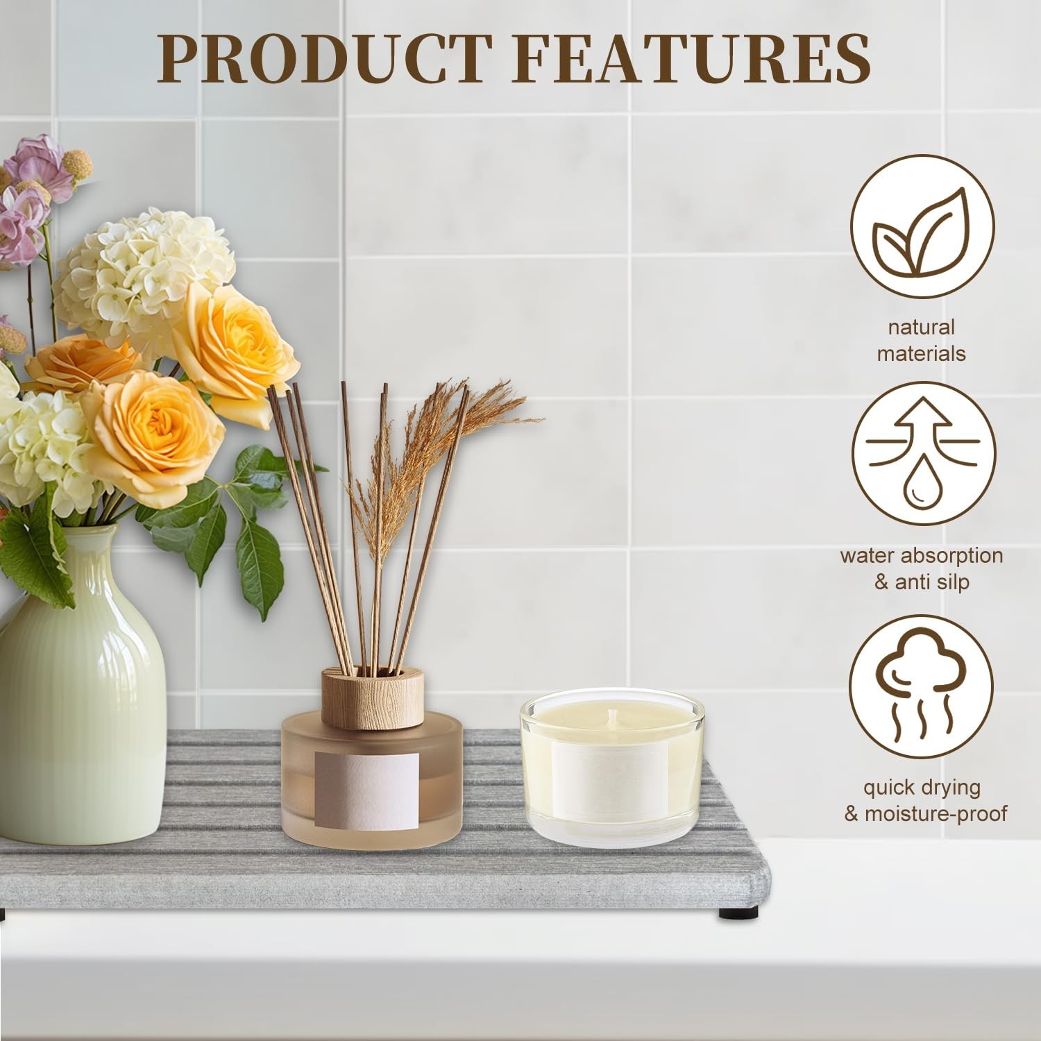 2PCS Fast-Dry Diatomite Sink Tray Set, Ultra Absorbent Soap Holder & Coaster …