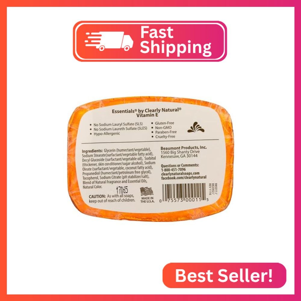 Clearly Natural, Soap Vitamin E, 4 Ounce