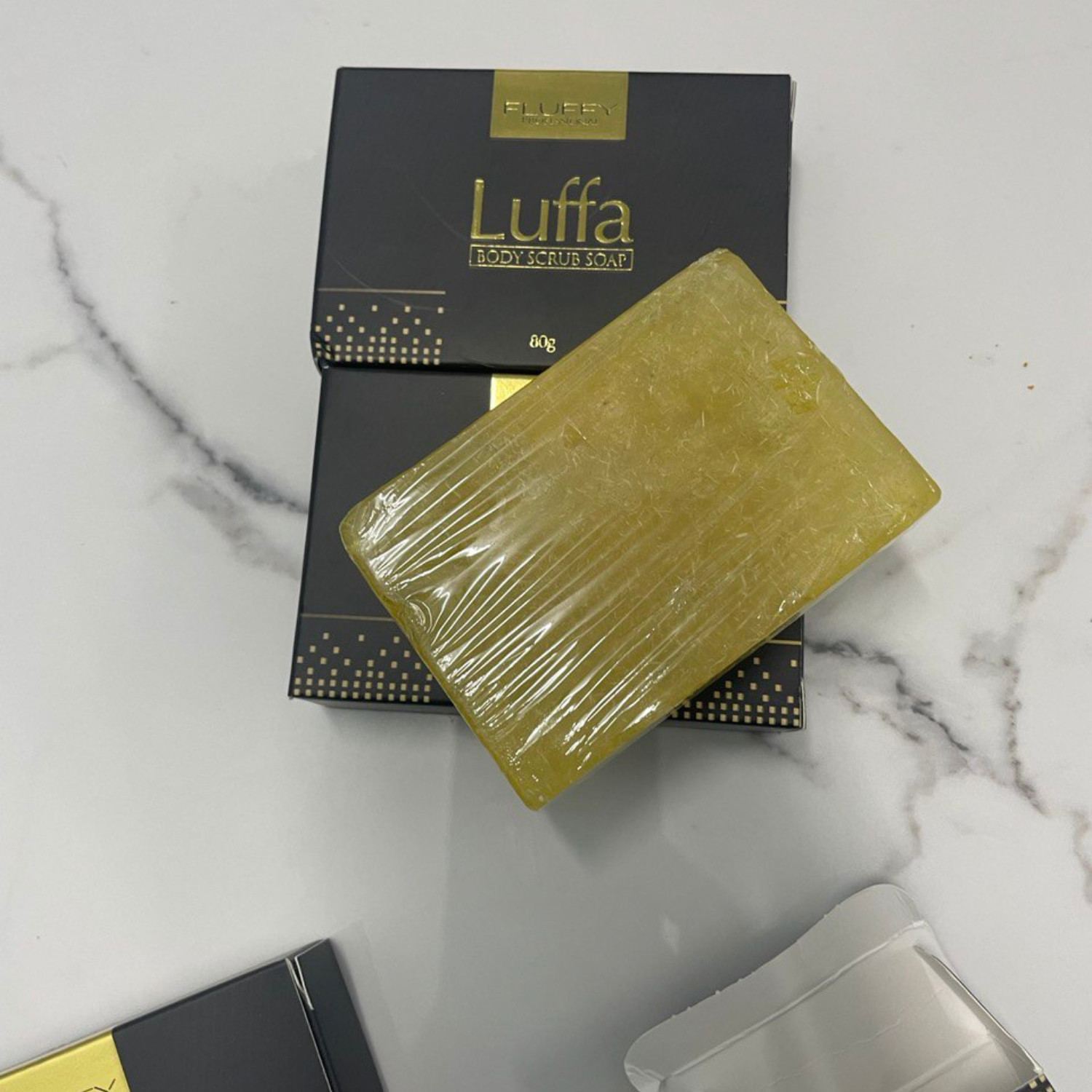 1 box Original Fluffy Luffa Body Scrub Bar Soap Remove Dirt dead skin cell 80g