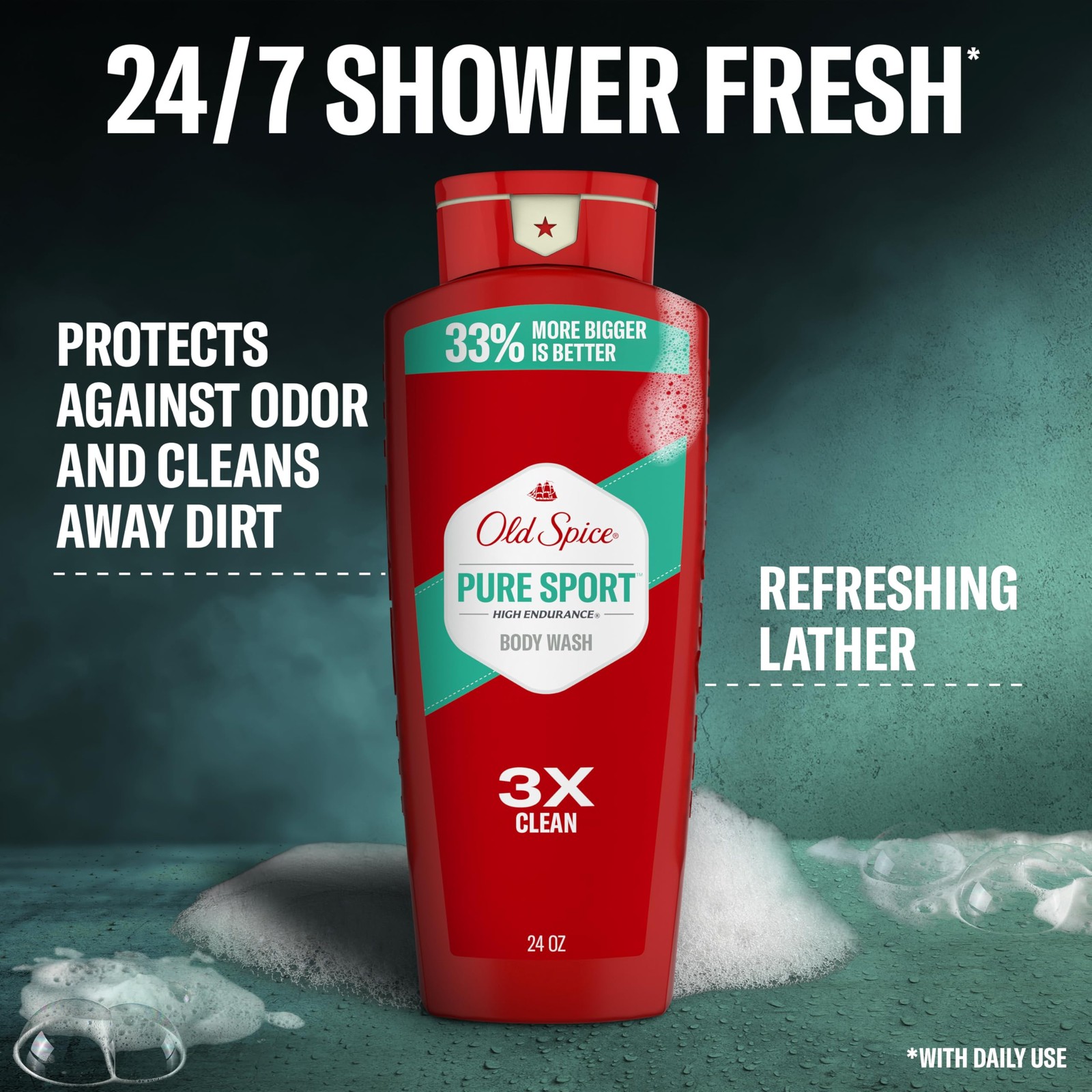 Old Spice Refreshing Body Wash for Men, High 24 Fl Oz (Pack of 4), Red