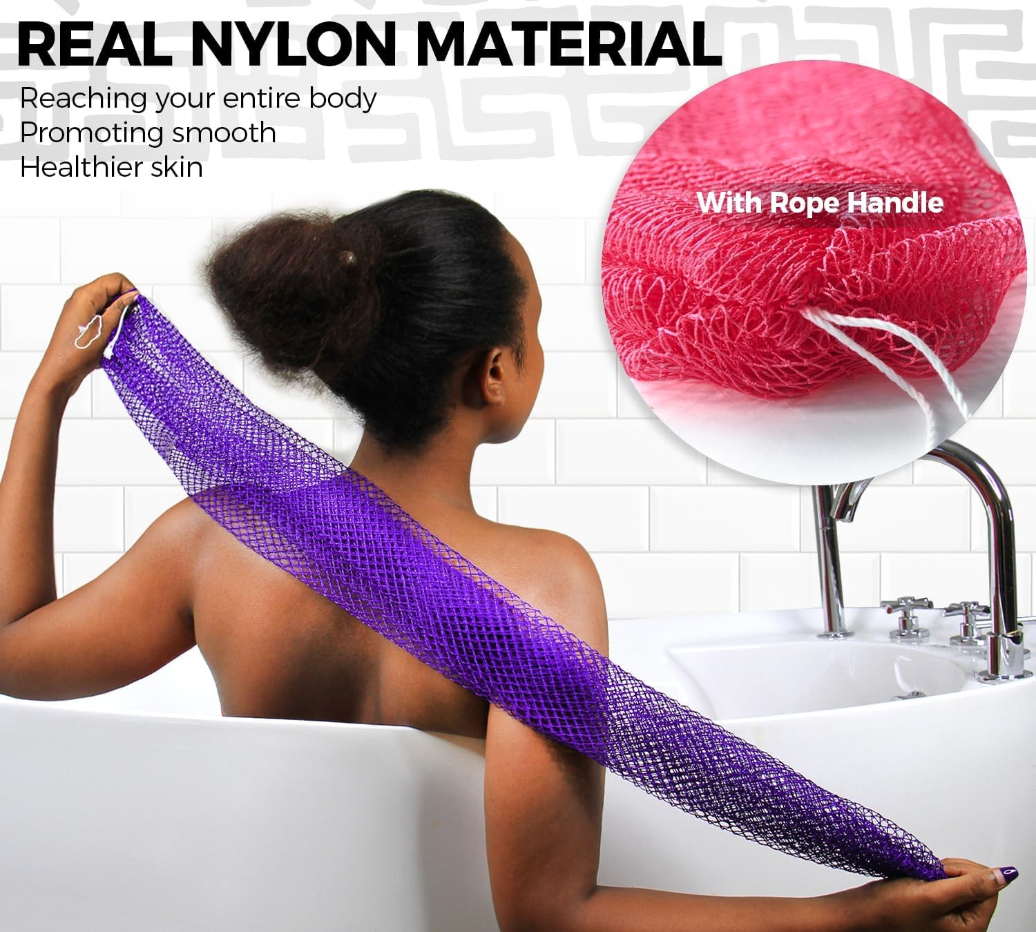 African Net Sponge Authentic – 2 Pieces Loofah Exfoliating Body Purple & Pink