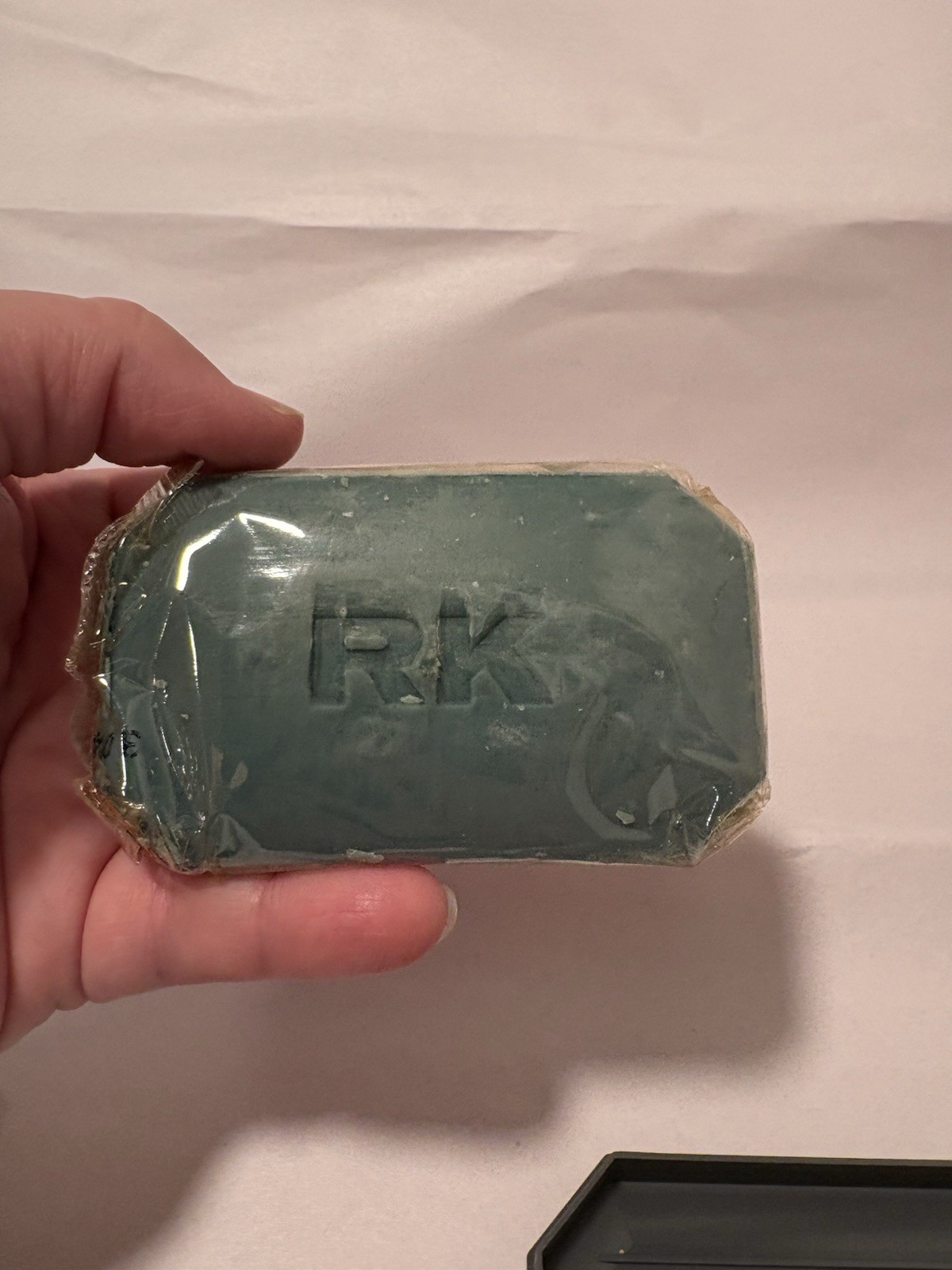 New Vintage RK Soap Bar Acid Balanced Mens Bar Green Gray Plastic Travel Dish